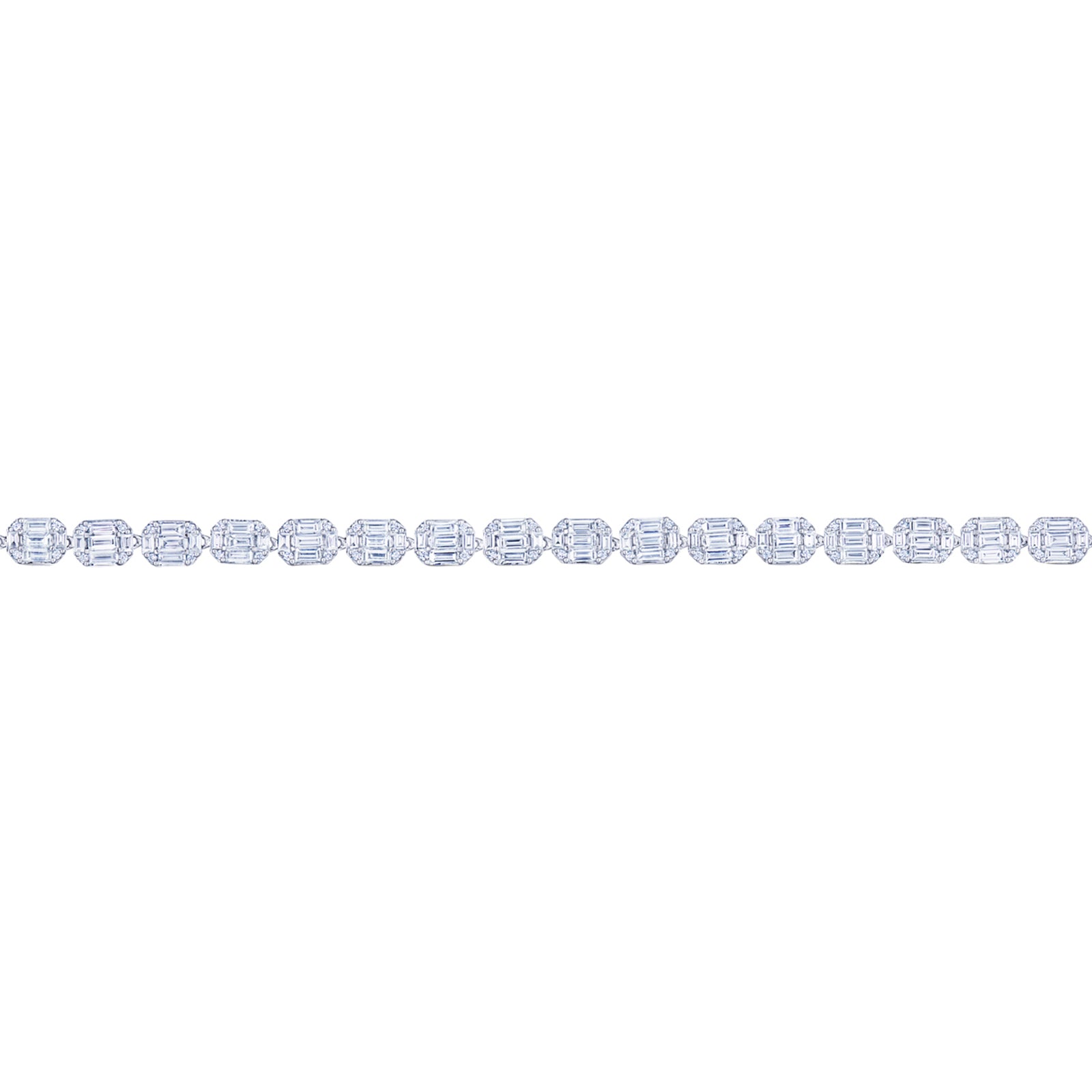 Kwiat Sunburst Emerald Cut Diamond Line Bracelet - White Gold - Broken English Jewelry