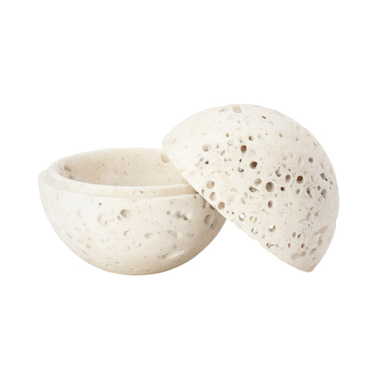 Travertine Marble Sphere Box - Small