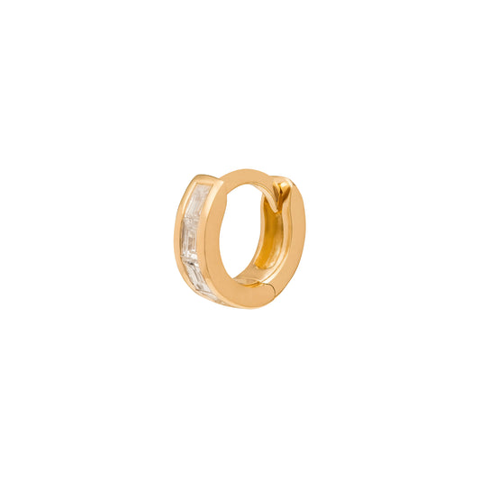 Half Baguette Huggie 6.5mm - Yellow Gold - Main Img