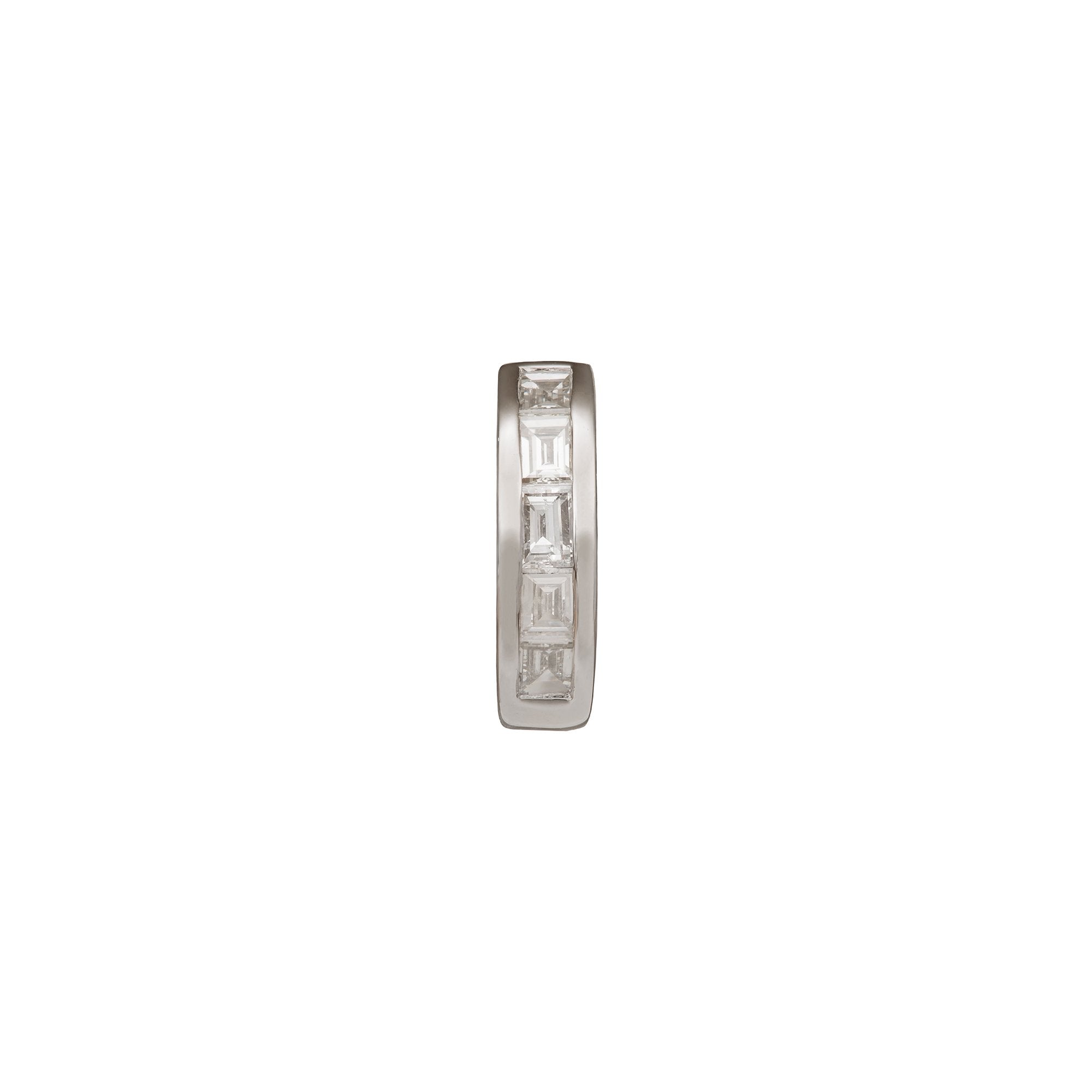 Trouver Half Baguette Huggie 6.5mm - White Gold - Earrings - Broken English Jewelry