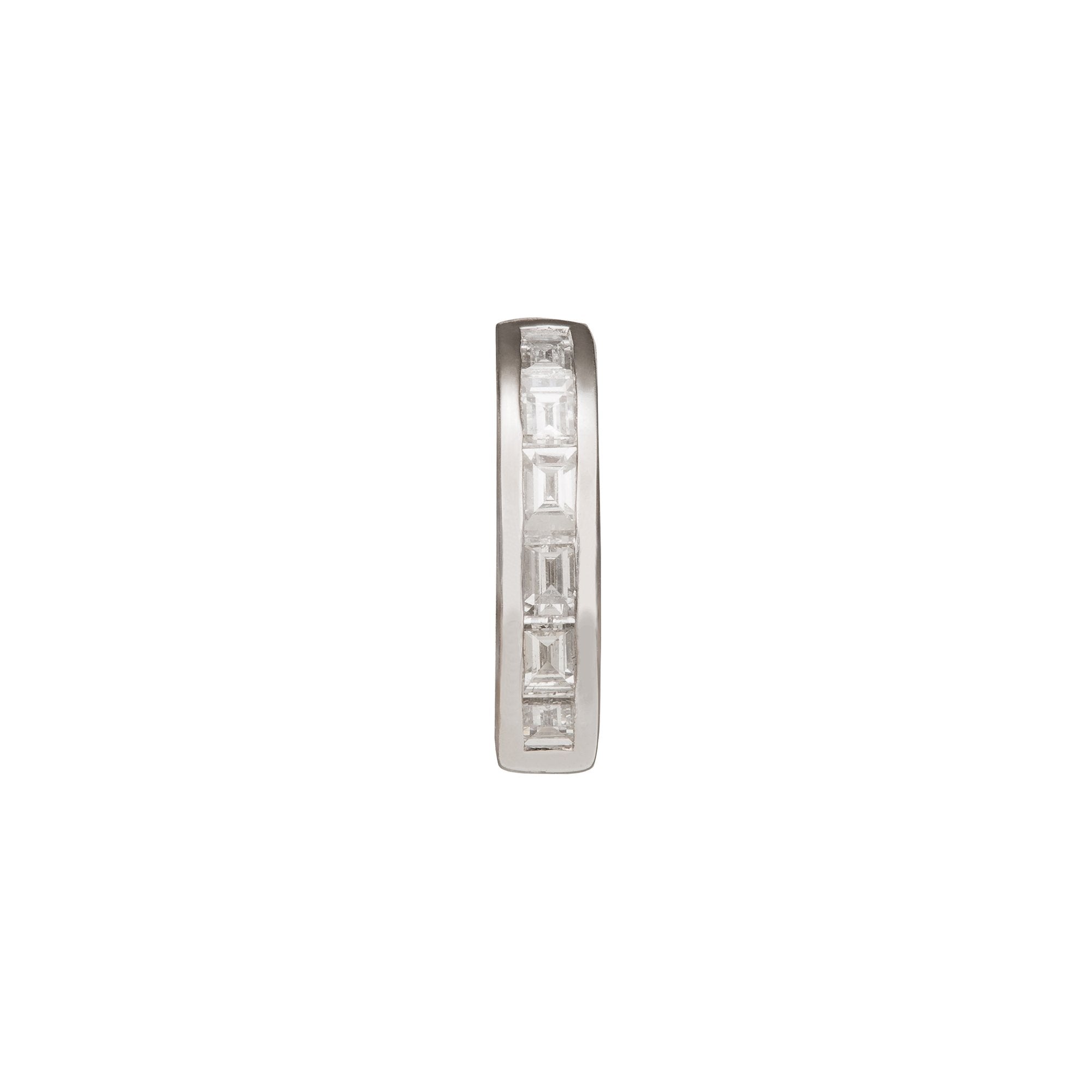 Trouver Half Baguette Huggie 8mm - White Gold - Earrings - Broken English Jewelry