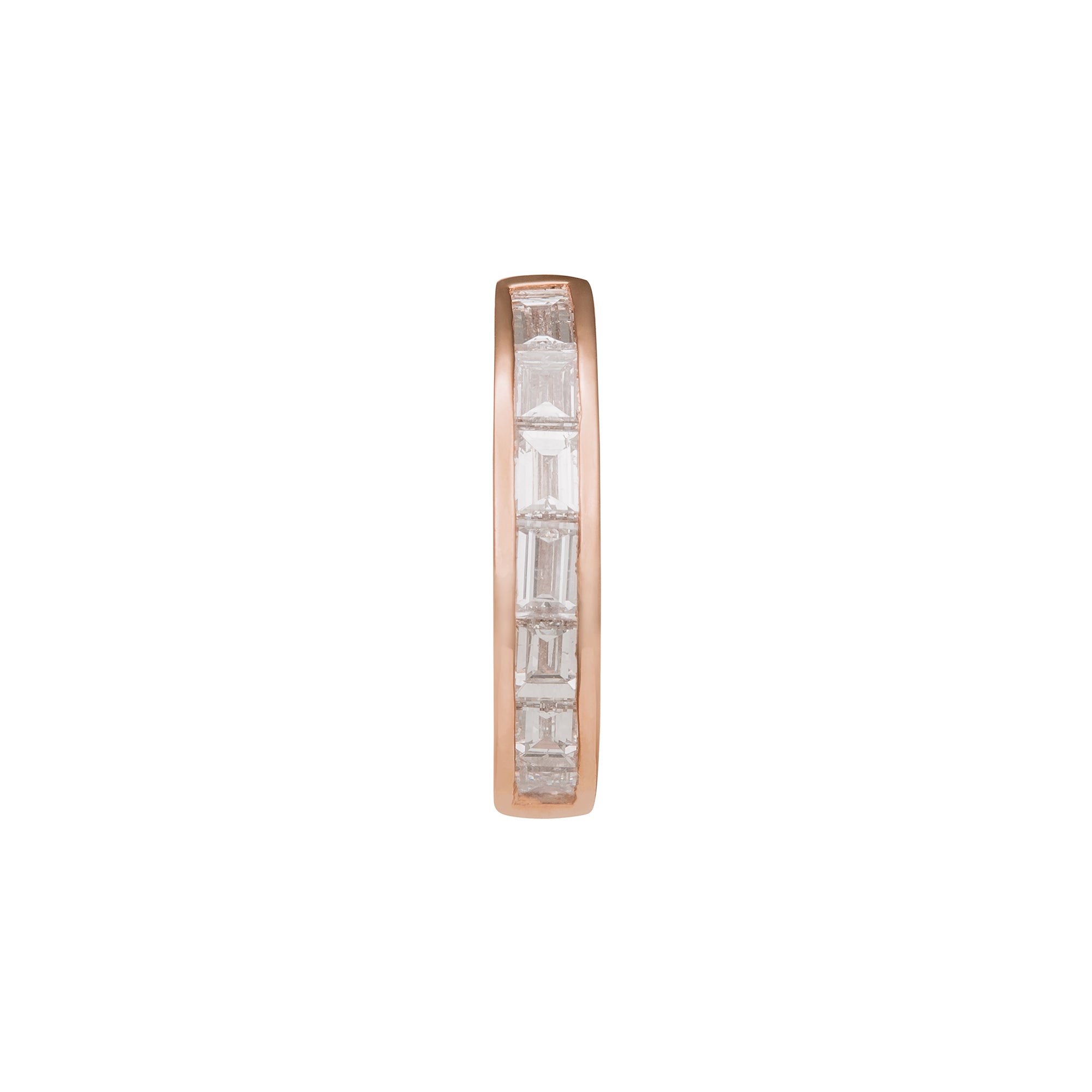 Trouver Half Baguette Huggie 9.5mm - Rose Gold - Earrings - Broken English Jewelry