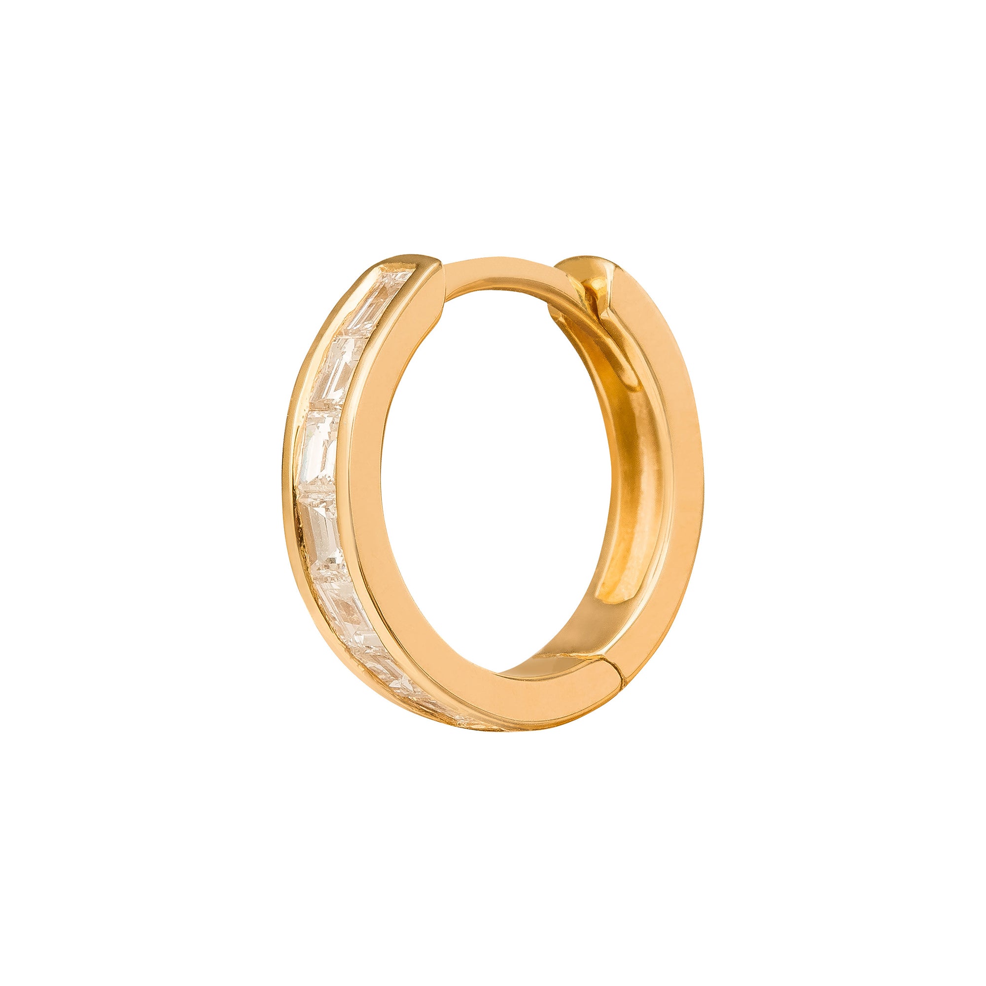 Trouver Half Baguette Huggie 9.5mm - Yellow Gold - Earrings - Broken English Jewelry