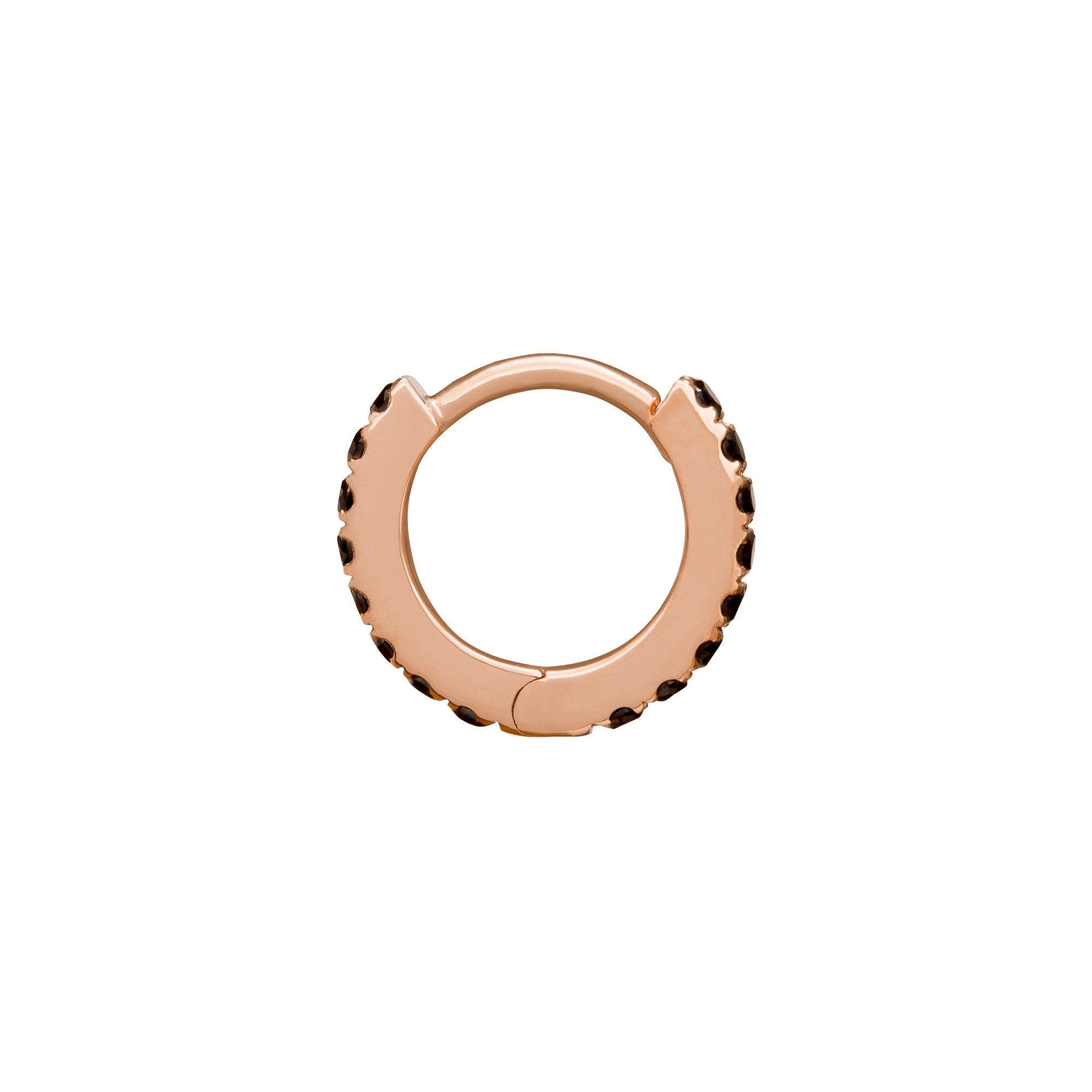 Trouver Paved Black Diamond Huggie 6.5mm -Rose Gold - Earrings - Broken English Jewelry
