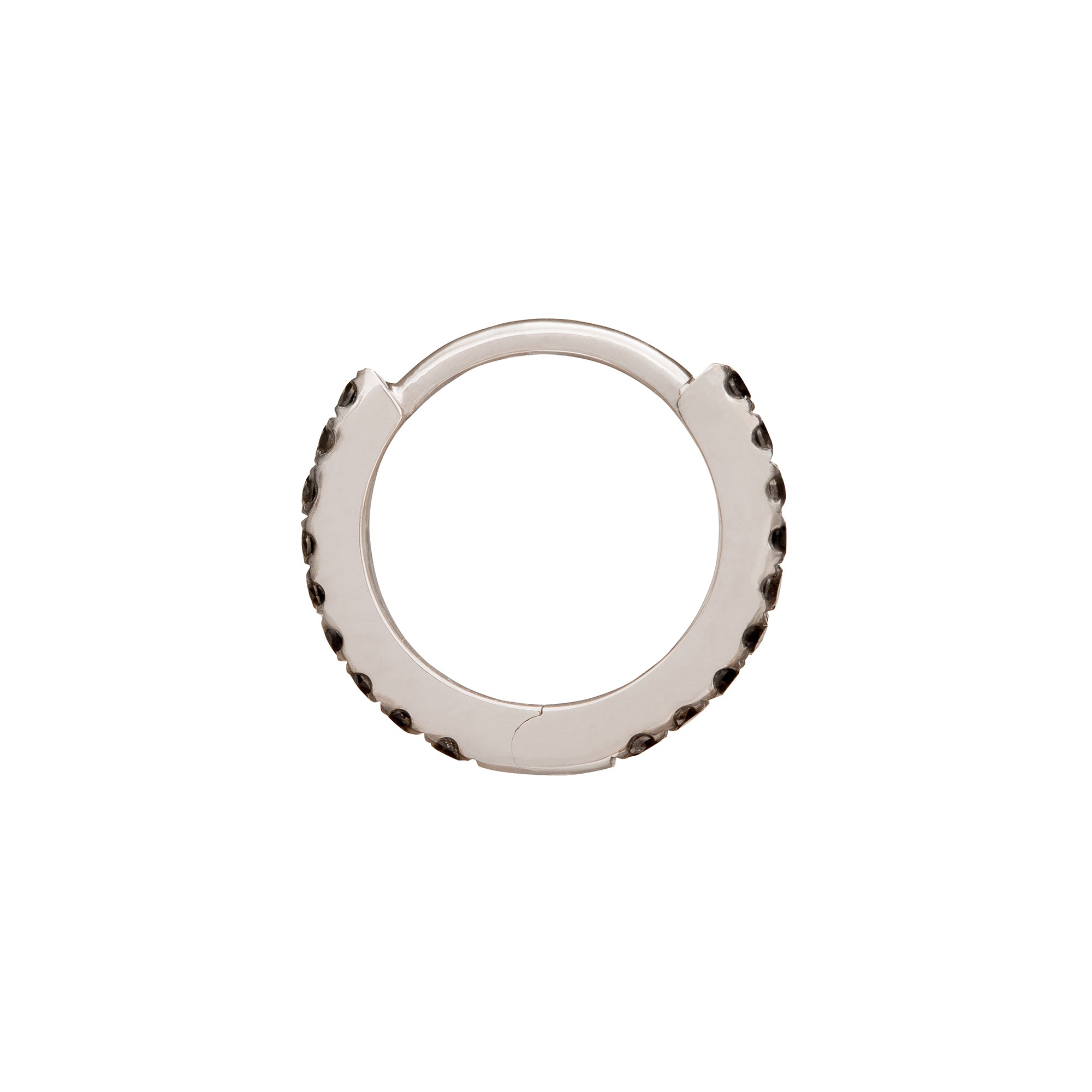 Trouver Paved Black Diamond Huggie 8mm - White Gold - Earrings - Broken English Jewelry