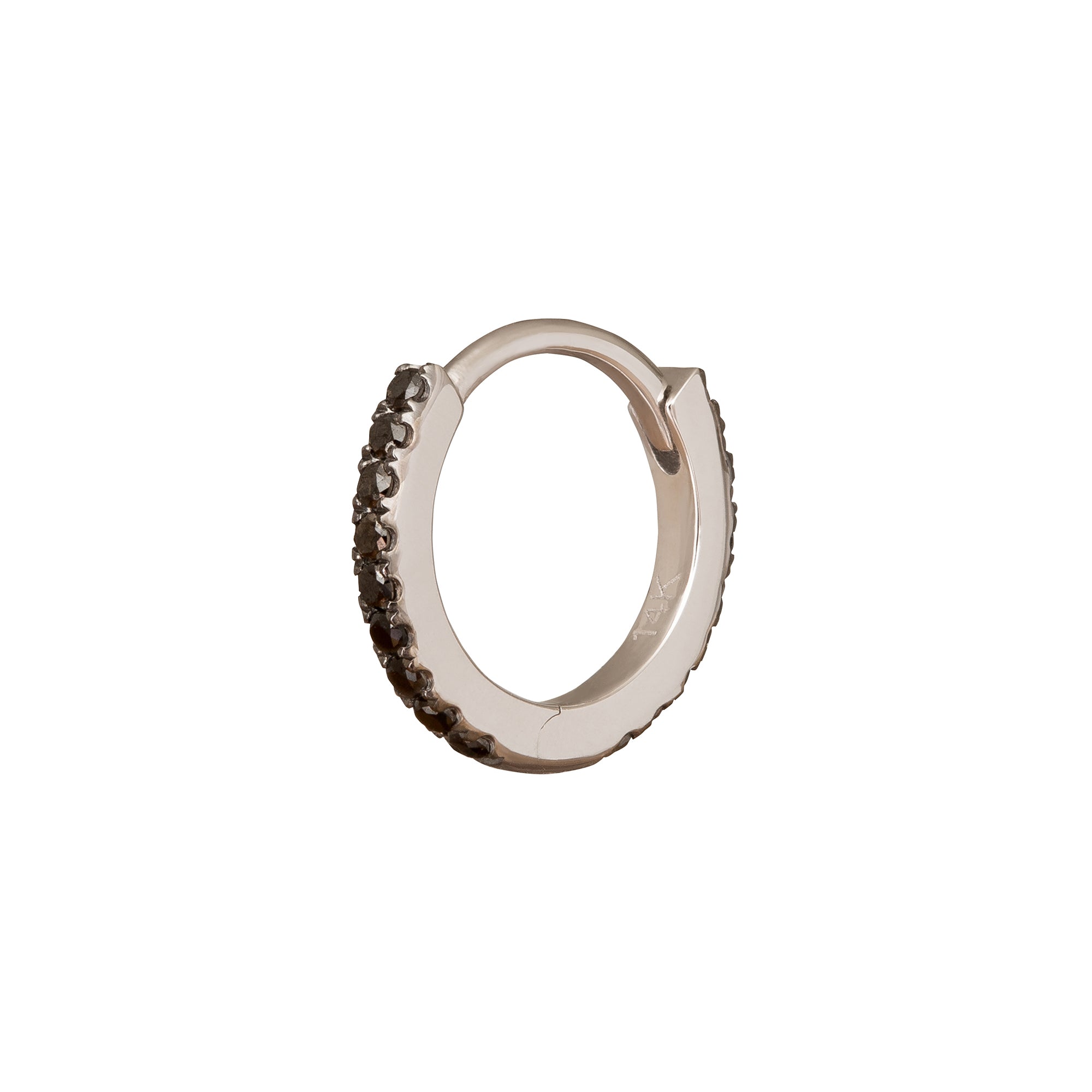 Trouver Paved Black Diamond Huggie 8mm - White Gold - Earrings - Broken English Jewelry