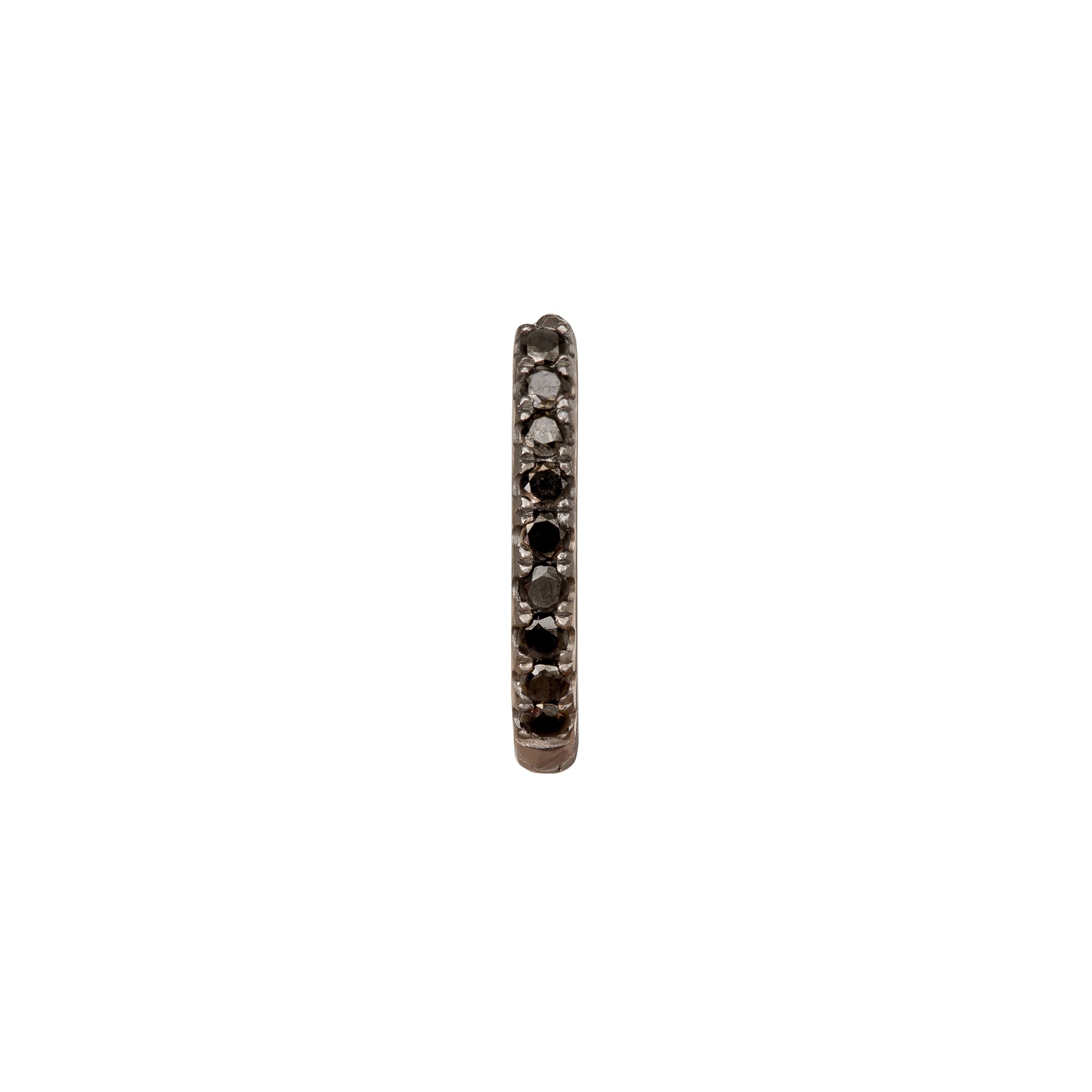 Trouver Paved Black Diamond Huggie 8mm - White Gold - Earrings - Broken English Jewelry