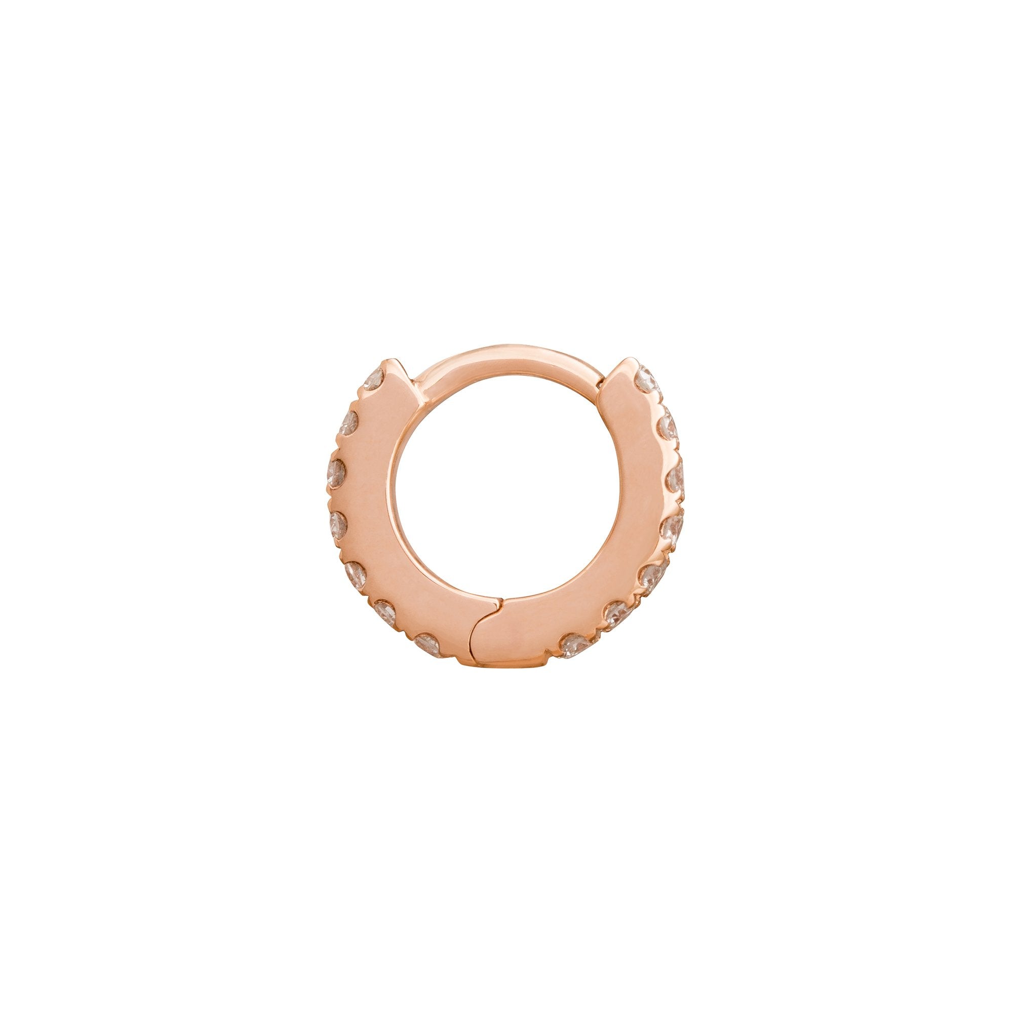 Trouver Paved Huggie 5mm - Rose Gold - Earrings - Broken English Jewelry