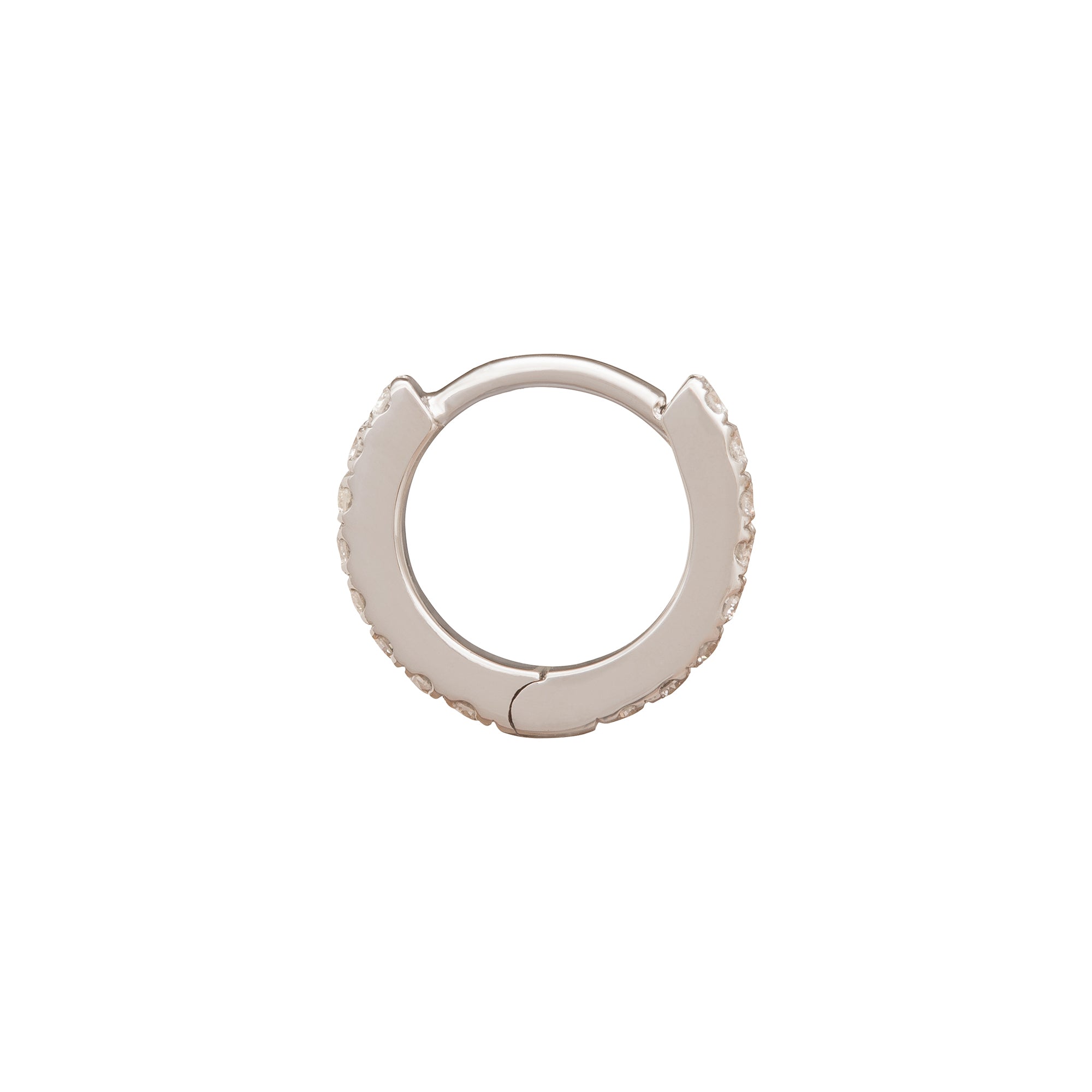 Trouver Paved Huggie 6.5mm - White Gold - Earrings - Broken English Jewelry