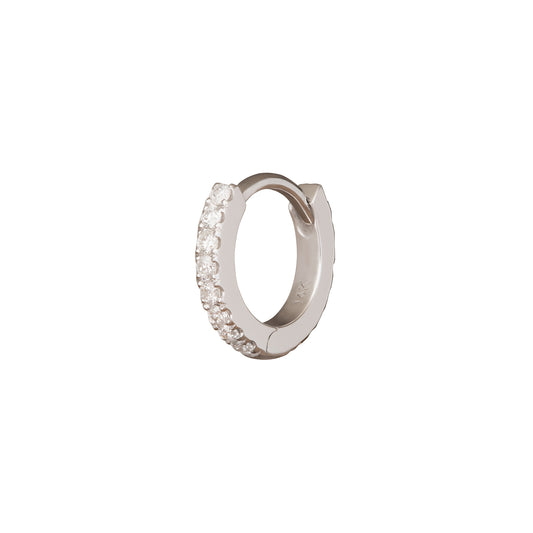 Paved Huggie 6.5mm - White Gold - Main Img