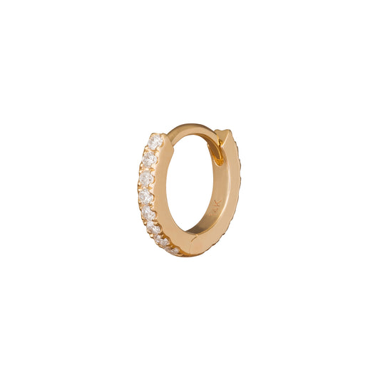 Paved Huggie 6.5mm - Yellow Gold - Main Img