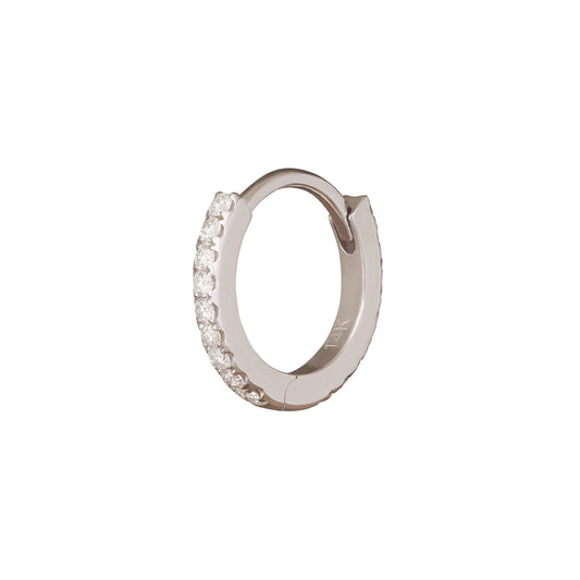 Paved Huggie 8mm - White Gold - Main Img