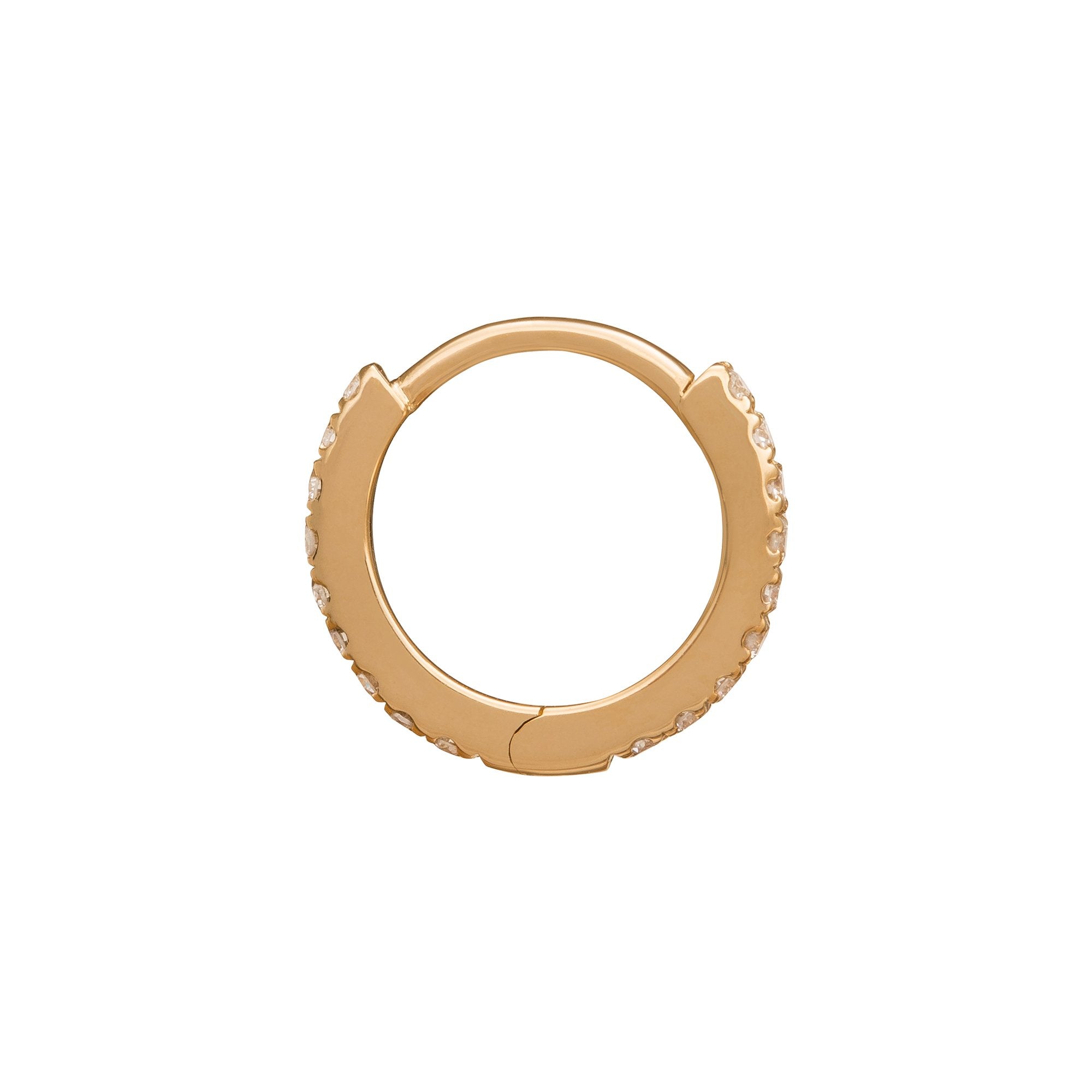 Trouver Paved Huggie 8mm - Yellow Gold - Earrings - Broken English Jewelry