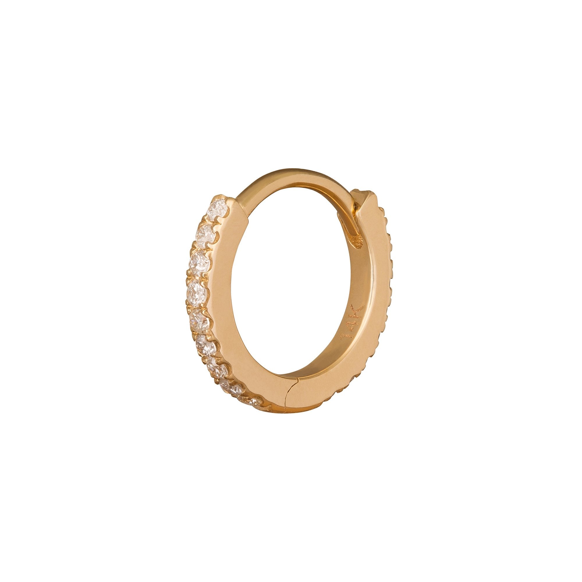 Trouver Paved Huggie 8mm - Yellow Gold - Earrings - Broken English Jewelry