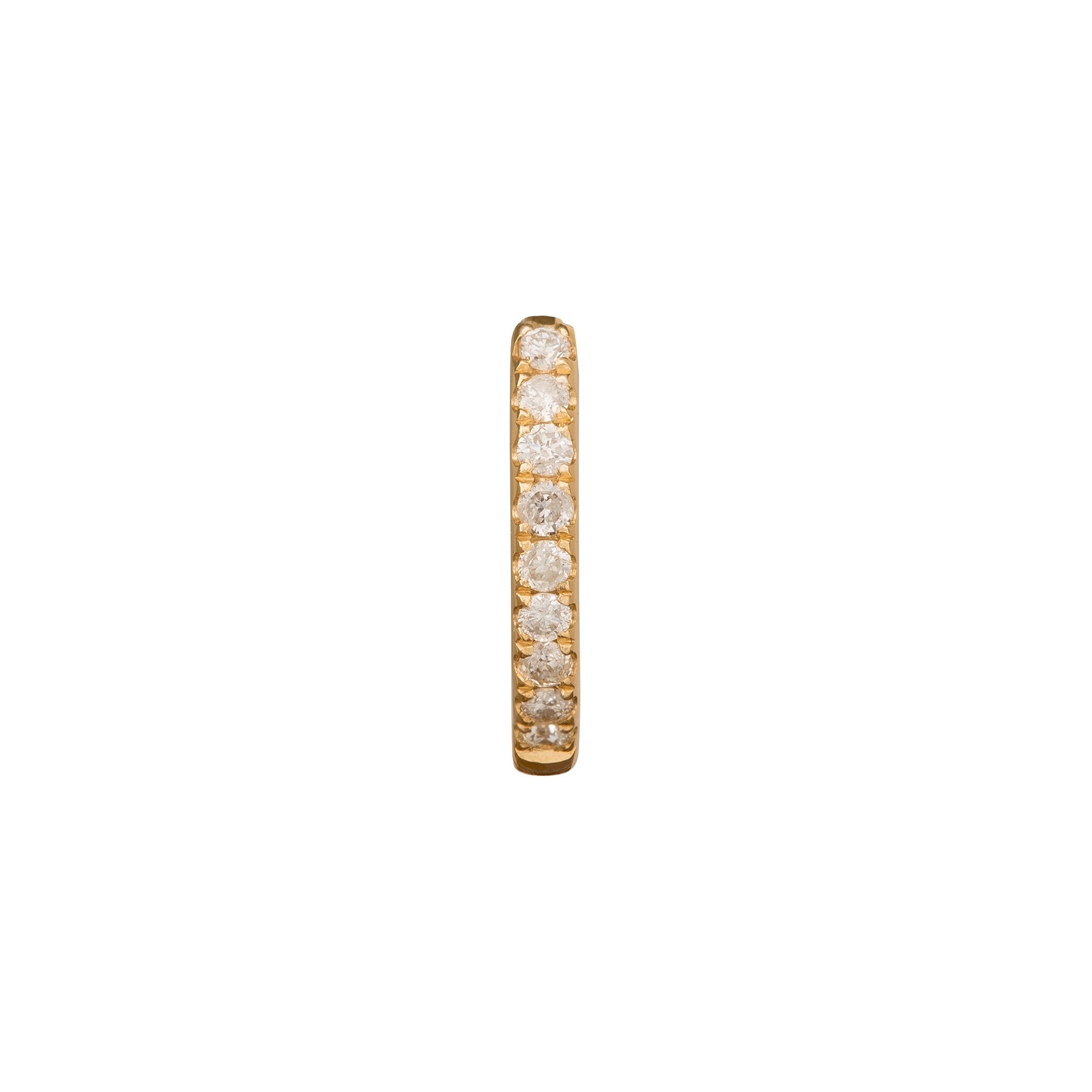 Trouver Paved Huggie 8mm - Yellow Gold - Earrings - Broken English Jewelry