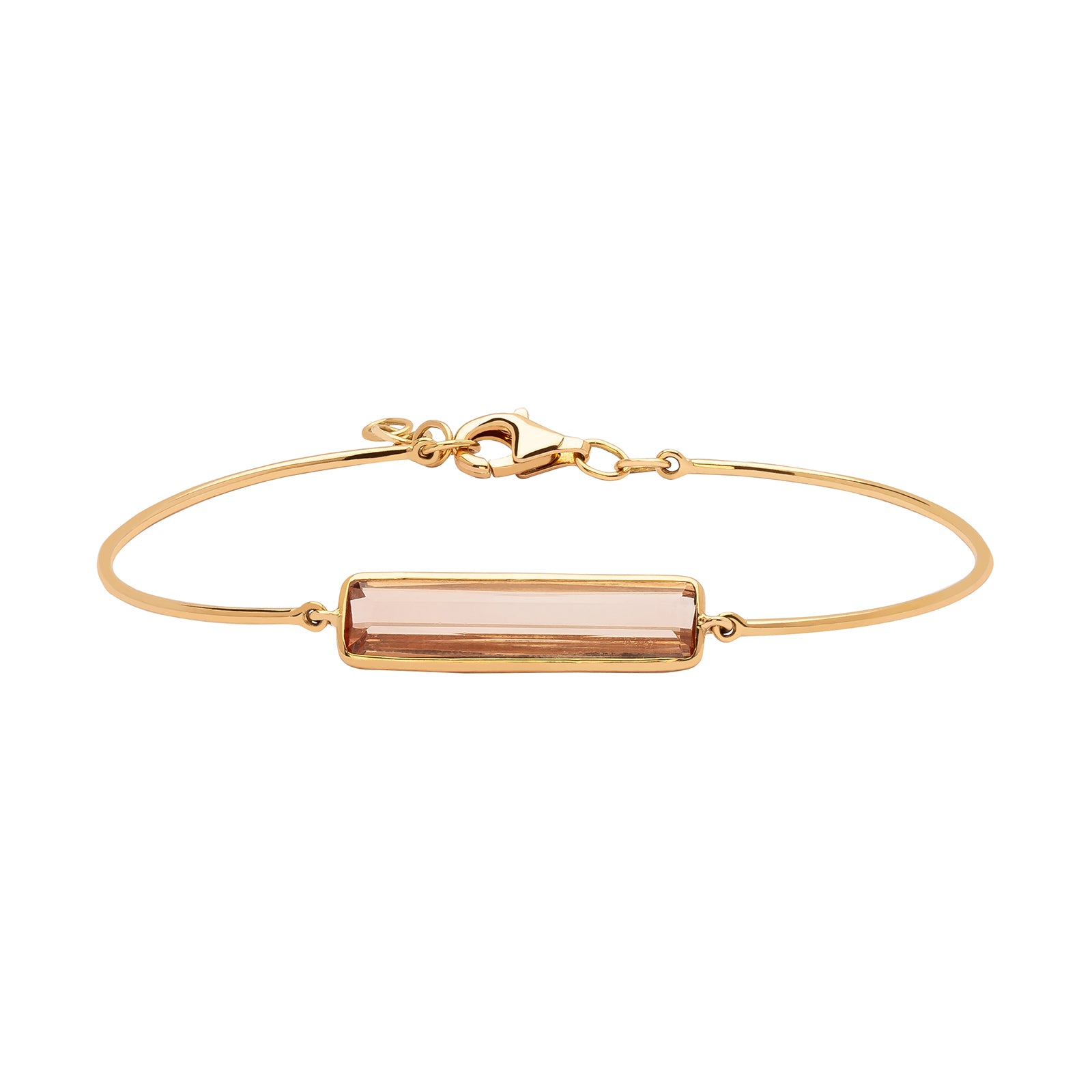 YI Collection Rectangle Bangle Bracelet - Pink Tourmaline - Broken English Jewelry
