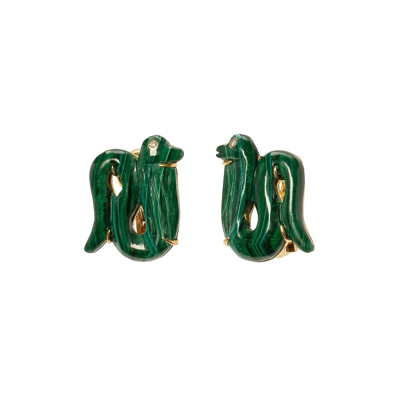Silvia Furmanovich Miniature Egypt Snake Earrings - Malachite - Earrings - Broken English Jewelry