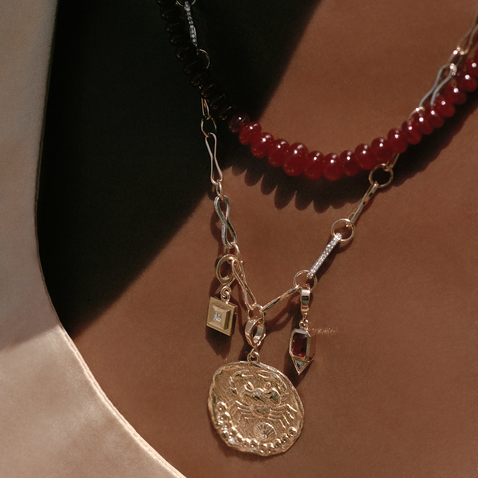 Āzlee Trillion Small Diamond Charm - Ruby - Charms & Pendants - Broken English Jewelry
