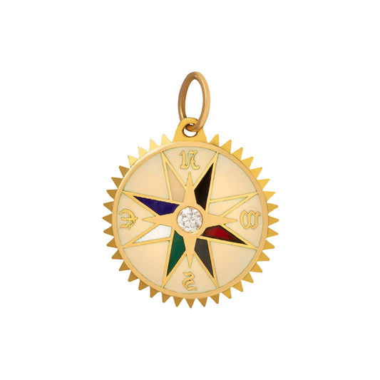Petite Cream Internal Compass Medallion - Main Img