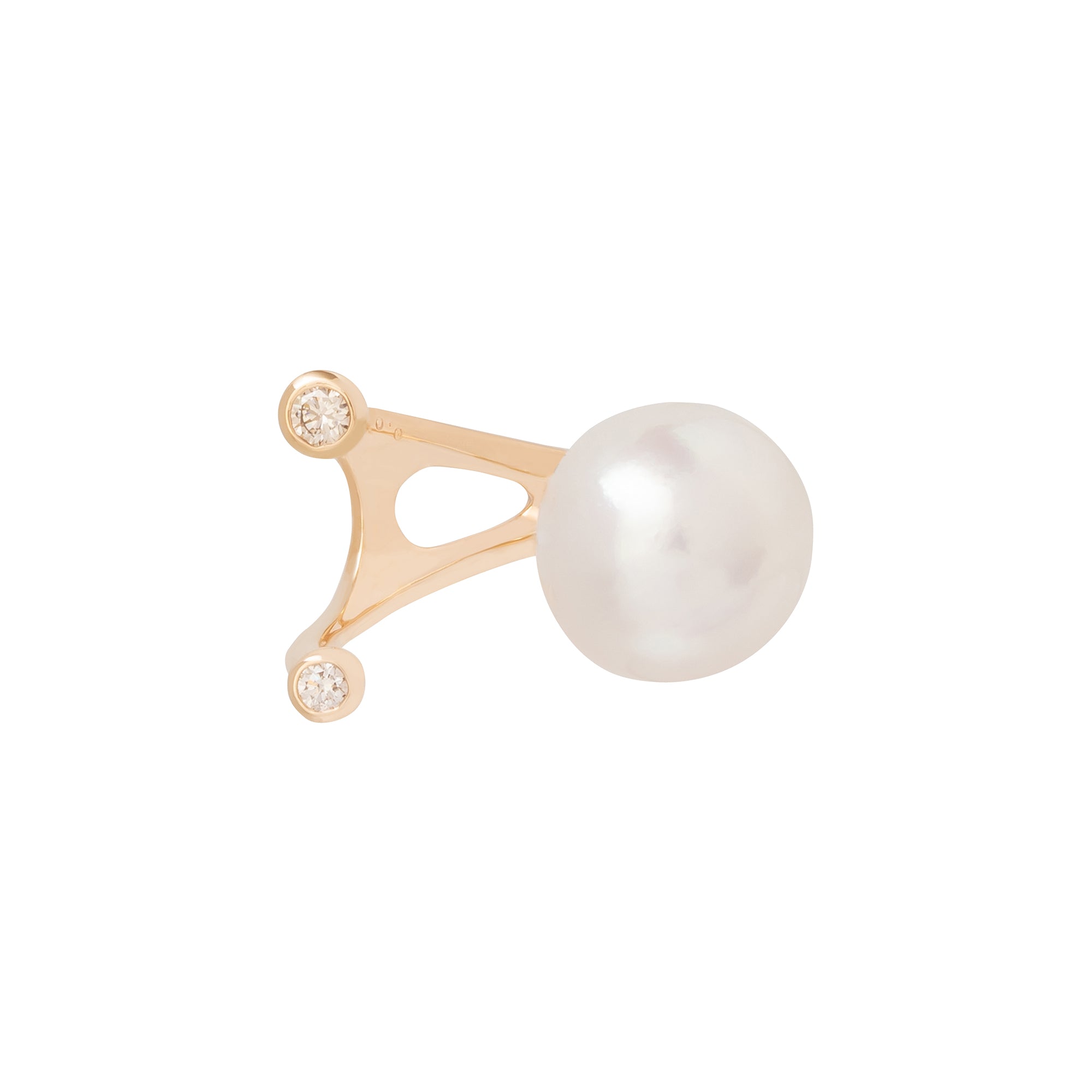 Hirotaka Cuff Ring ll - Diamond & South Sea Pearl - Broken English Jewelry