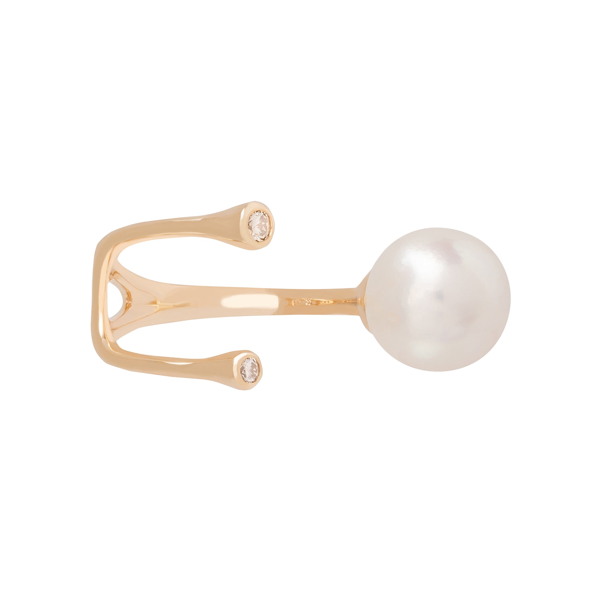 Hirotaka Cuff Ring ll - Diamond & South Sea Pearl - Broken English Jewelry