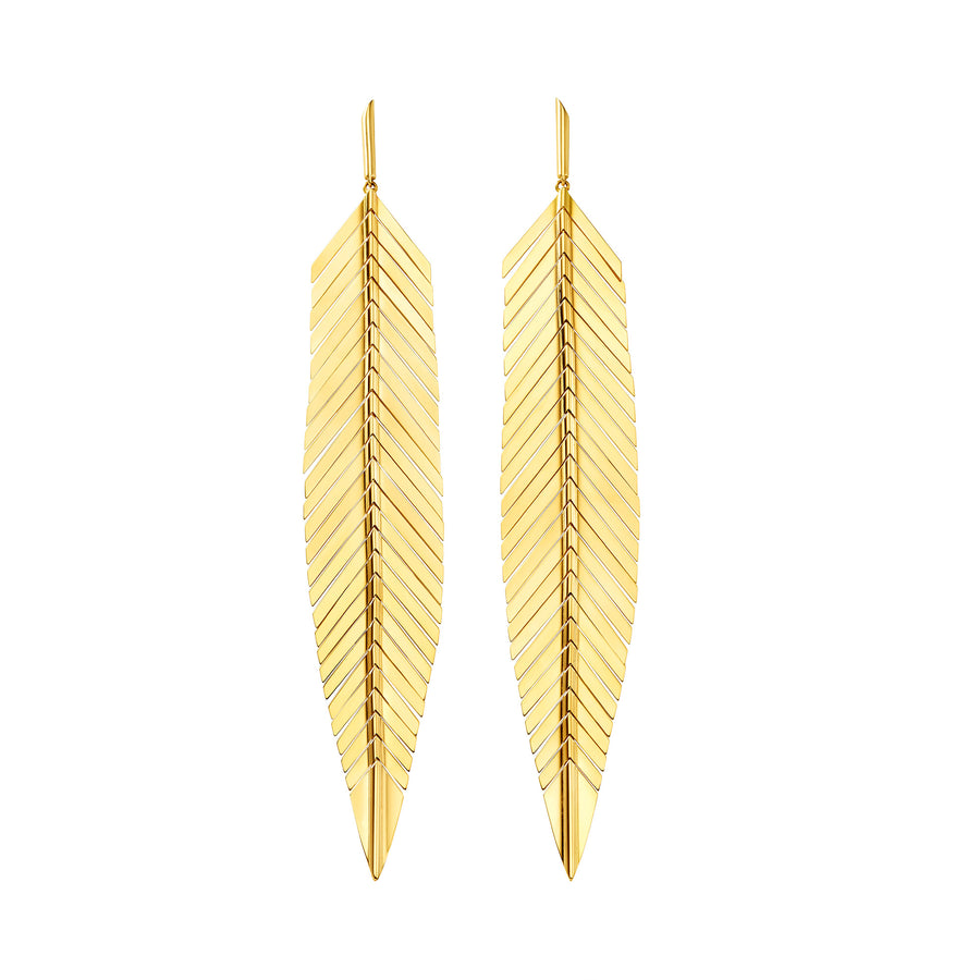 Cadar Large Feather Earrings - Broken English Jewelry