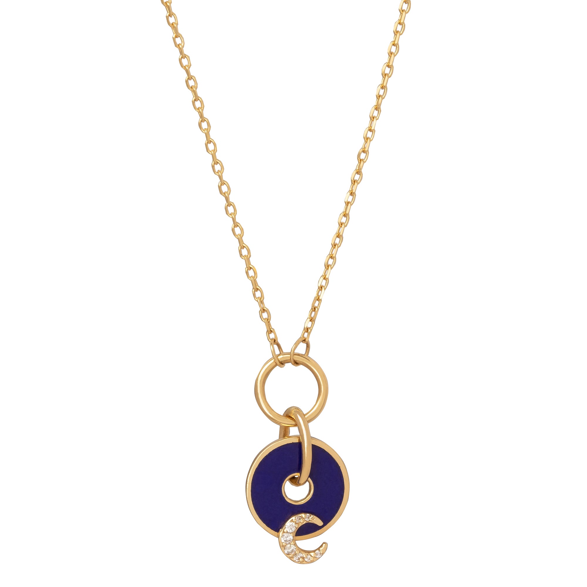 Foundrae Blue Crescent Disk Necklace - Broken English Jewelry