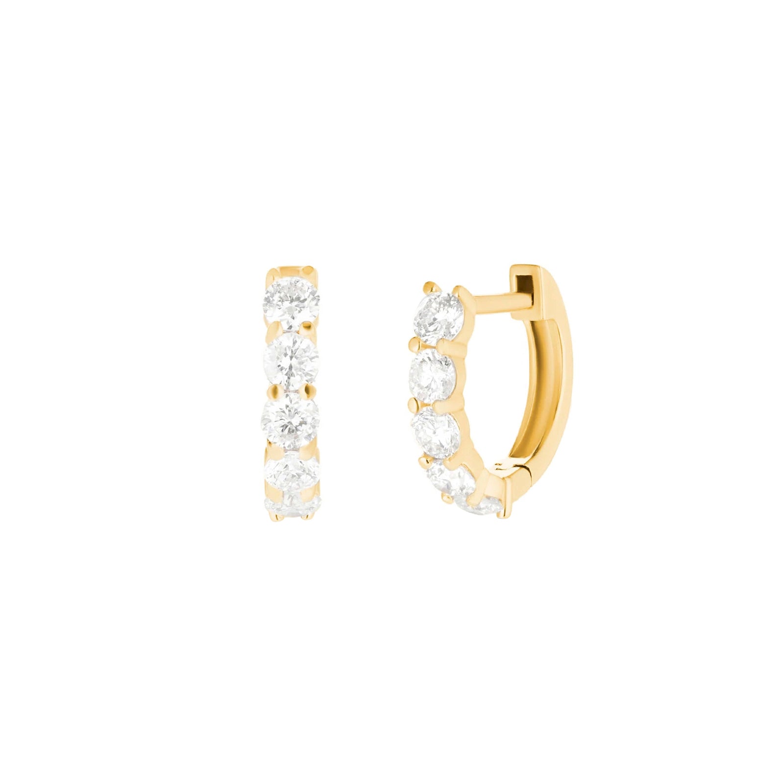 Carbon & Hyde Sparkler Huggies - Yellow Gold - Earrings - Broken English Jewelry