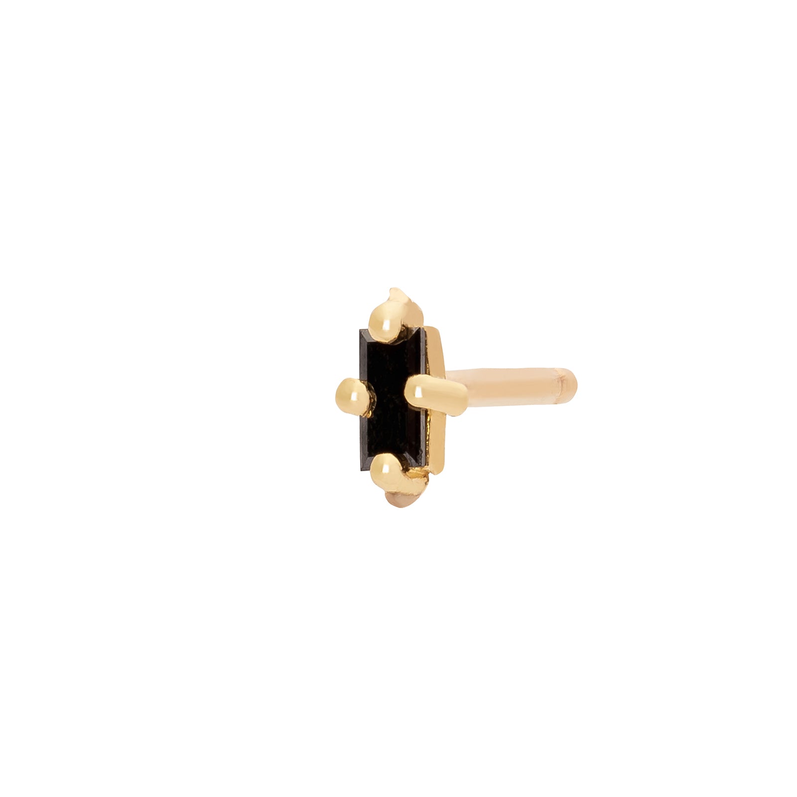 Lizzie Mandler Baguette Stud - Black Diamond & Yellow Gold - Broken English Jewelry