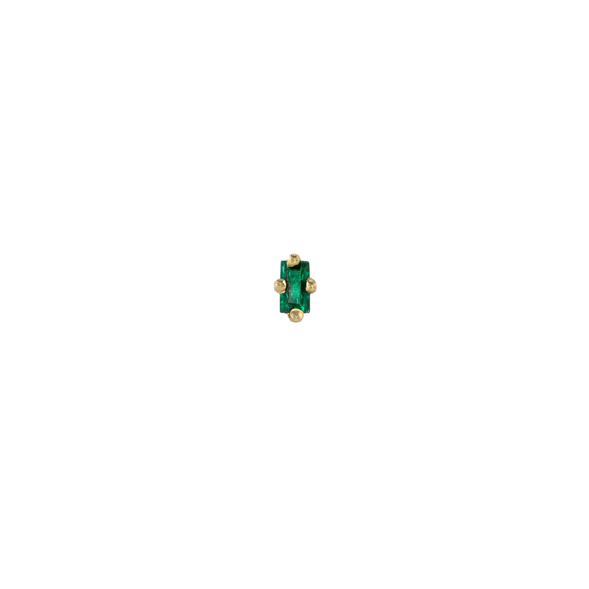 Lizzie Mandler Baguette Mini Stud - Emerald & Gold - Broken English Jewelry
