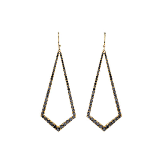 Kite Black Diamond Chandelier Earrings - Yellow Gold - Main Img