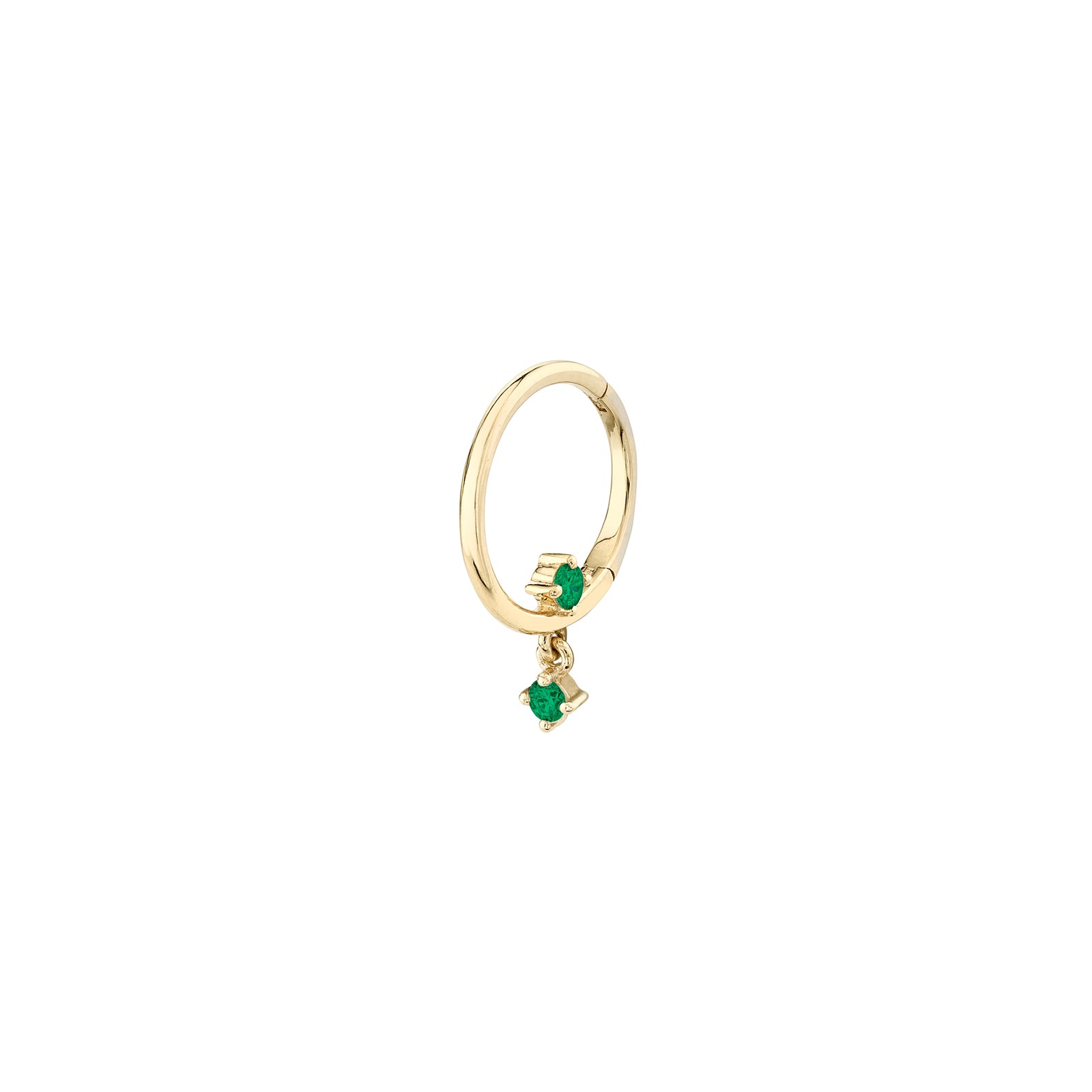Lizzie Mandler Seamless Star Drop Huggie - Emerald - Earrings - Broken English Jewelry
