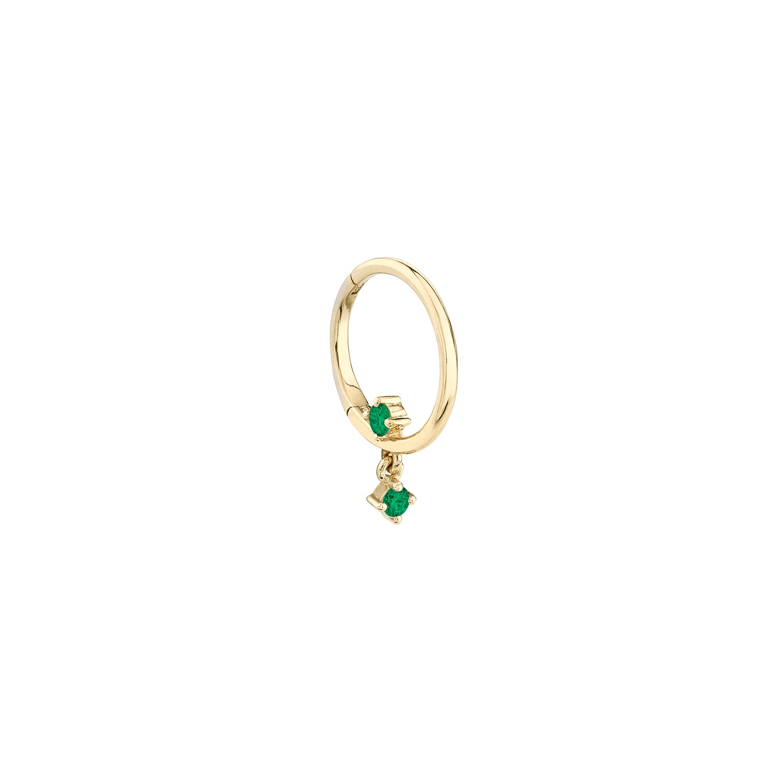 Lizzie Mandler Seamless Star Drop Huggie - Emerald - Earrings - Broken English Jewelry
