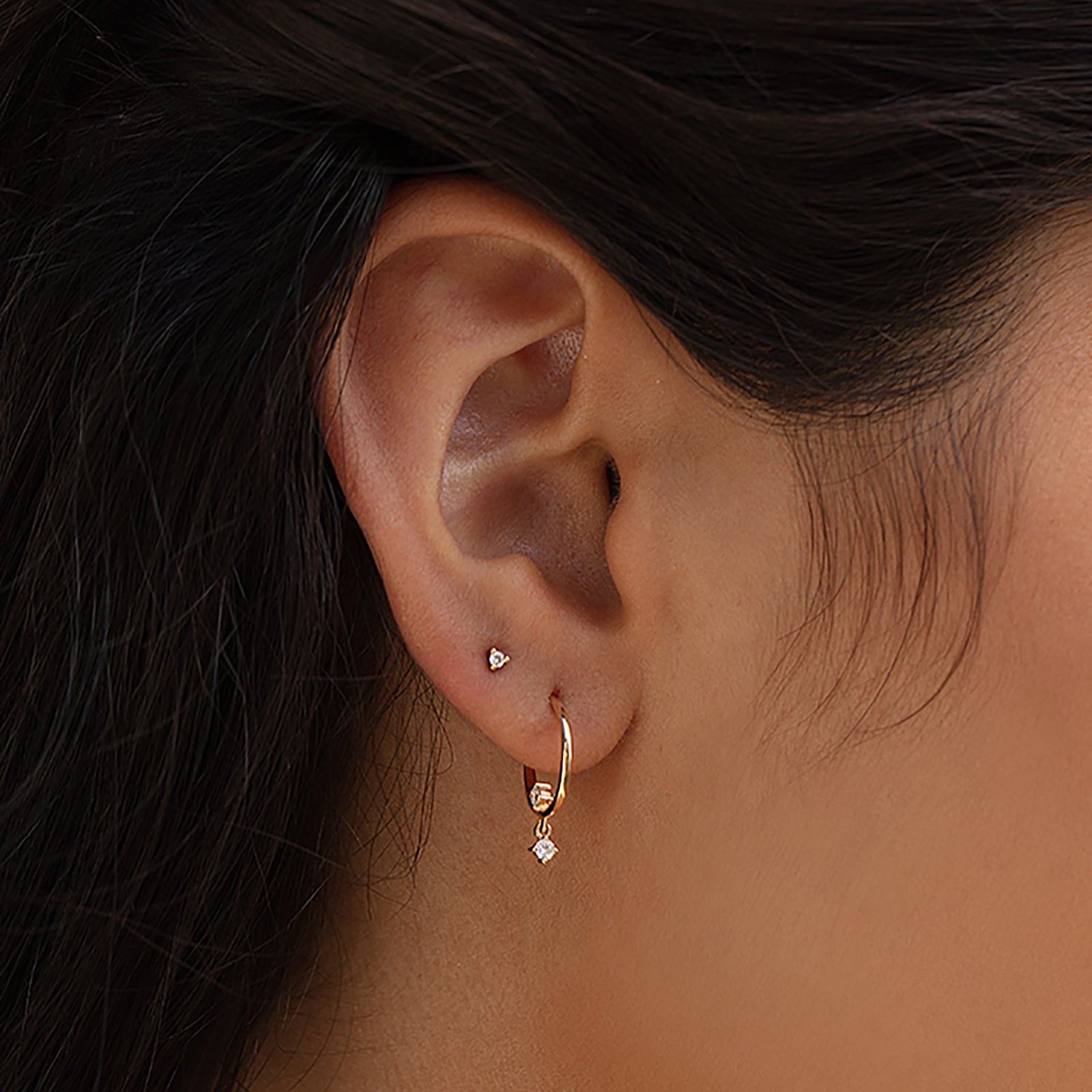 Lizzie Mandler Seamless Star Drop Huggie - Diamond - Earrings - Broken English Jewelry