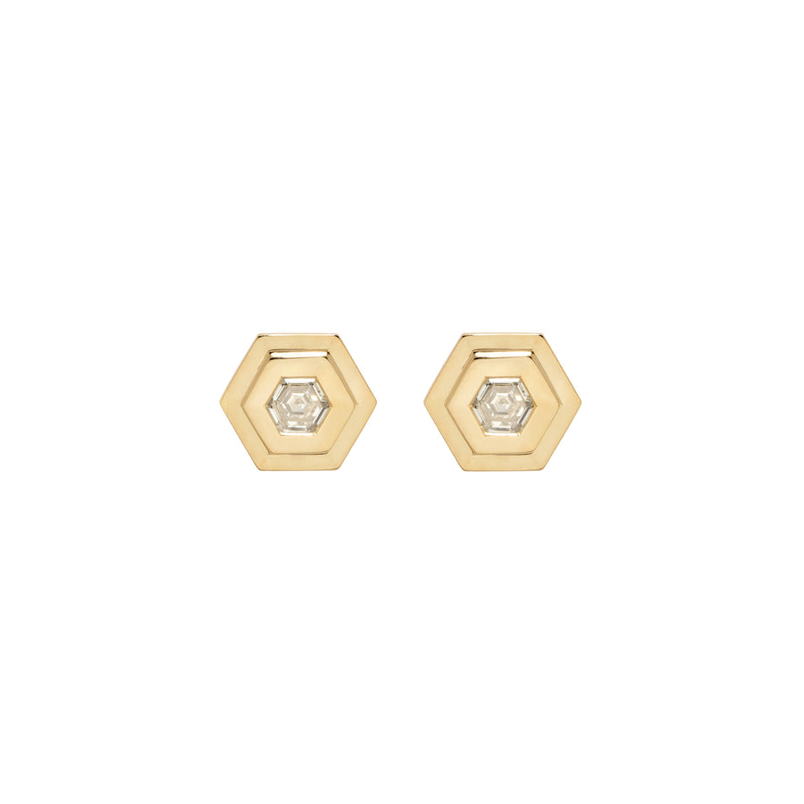Azlee Staircase Hexagon Diamond Studs - Earrings - Broken English Jewelry
