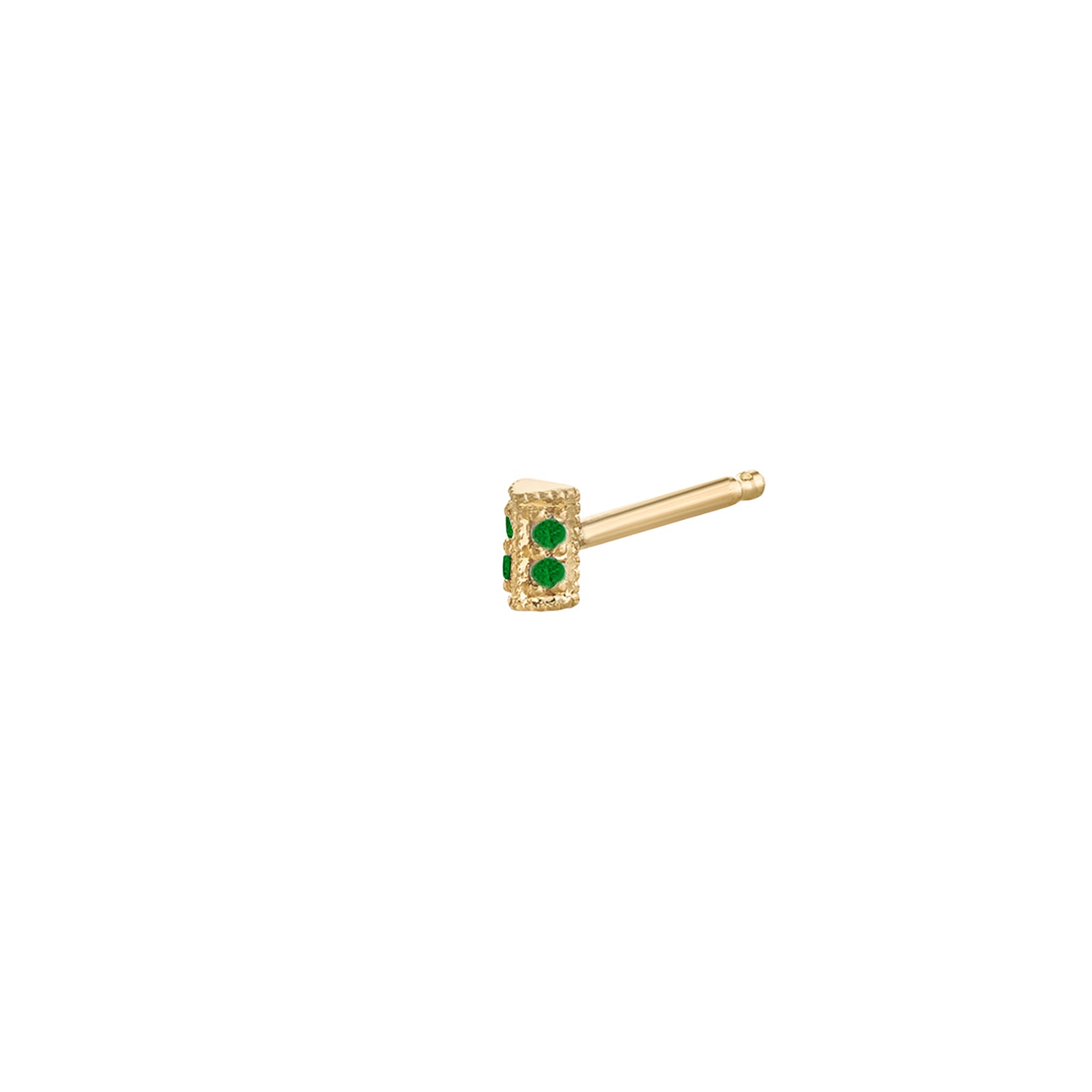 Lizzie Mandler Mini Bar Emerald Stud - Earrings - Broken