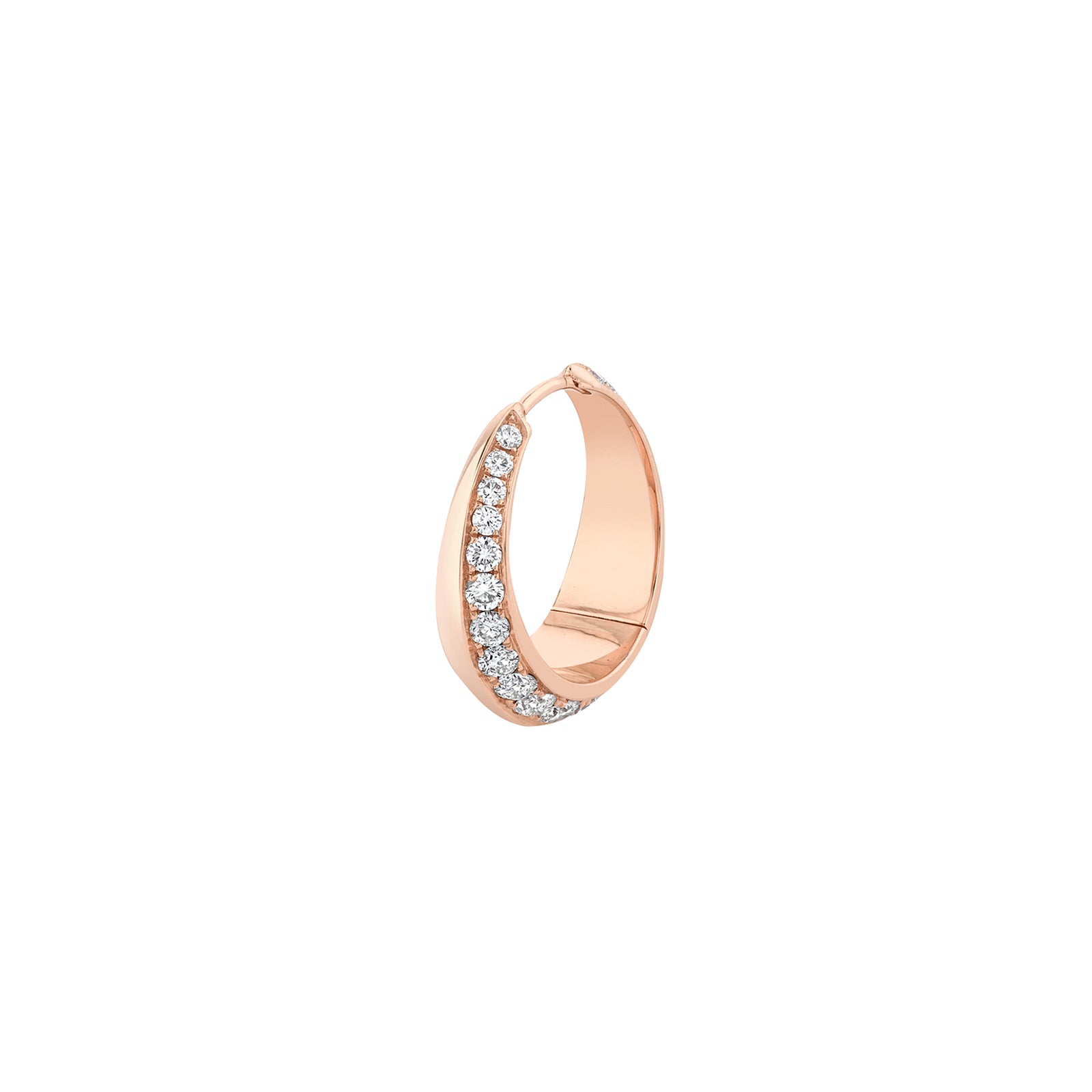 Lizzie Mandler Large Crescent Diamond Hoop - Rose Gold - Earrings - Broken English Jewelry