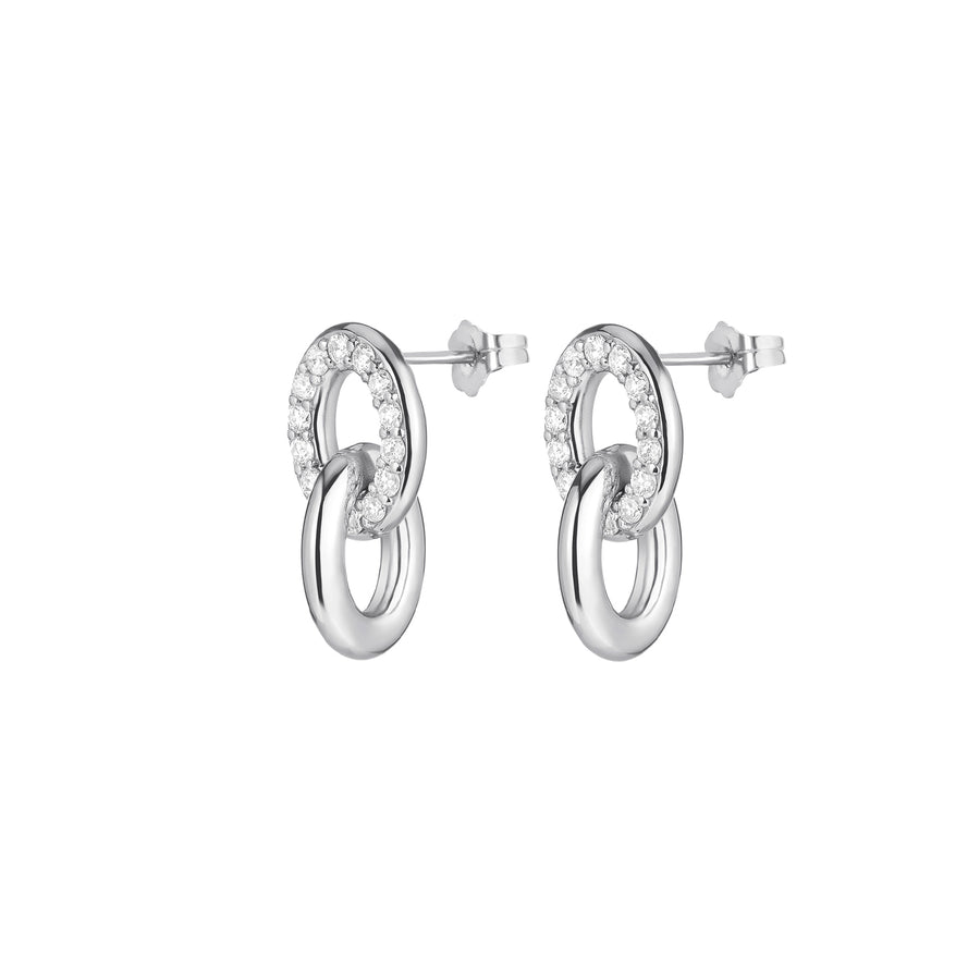 Carbon & Hyde Linked Earrings - White Gold - Earrings - Broken English Jewelry
