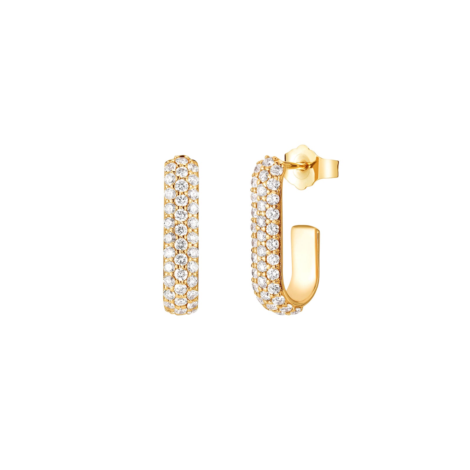 Carbon & Hyde XL Diamond Pin Hoops - Yellow Gold - Earrings - Broken English Jewelry