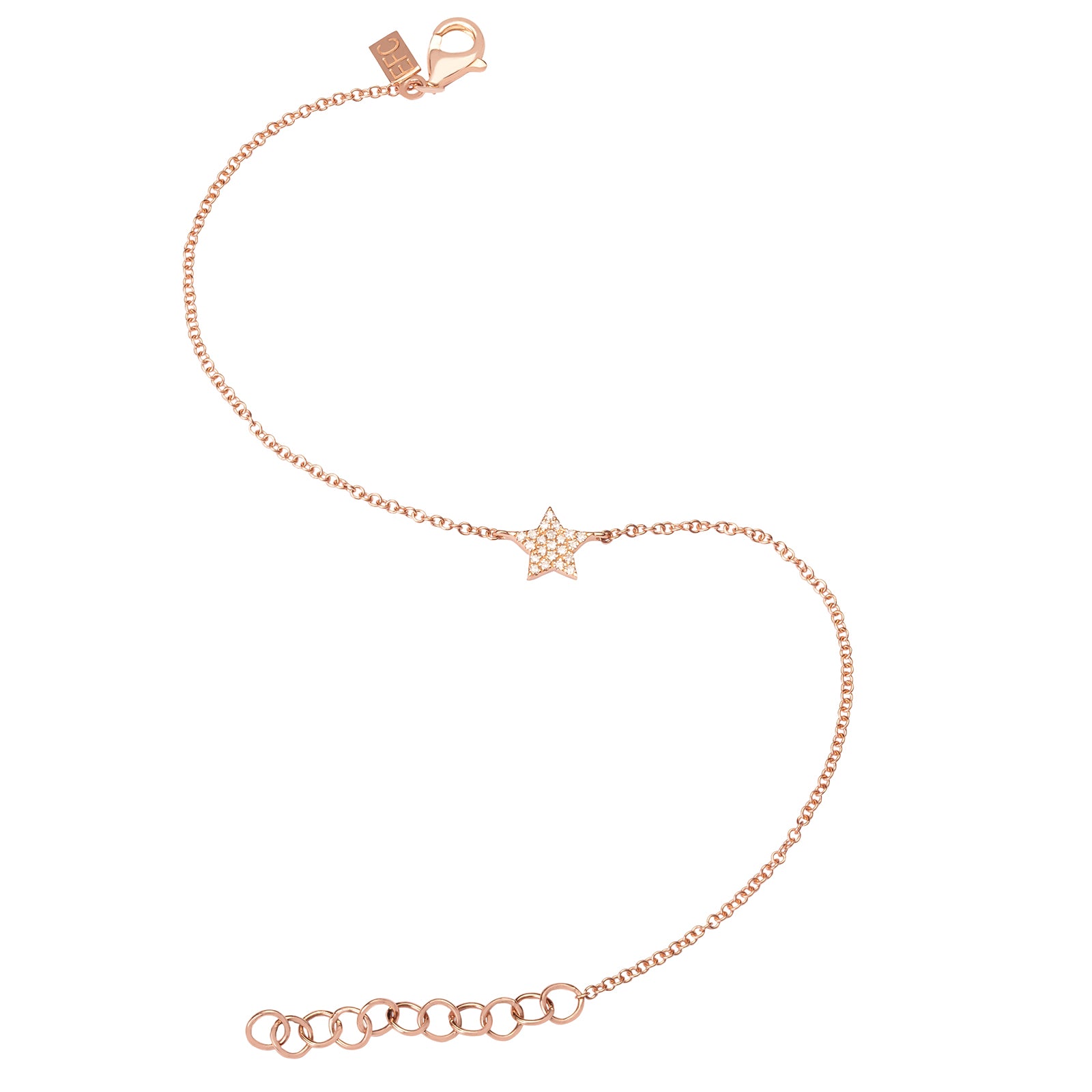 EF Collection Diamond Star Chain Bracelet - Rose Gold - Broken English Jewelry
