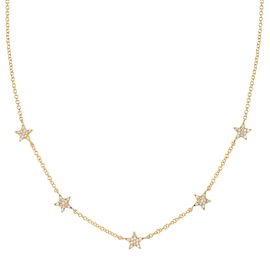 EF Collection Mini Star Station Necklace - Yellow Gold - Necklaces - Broken English Jewelry