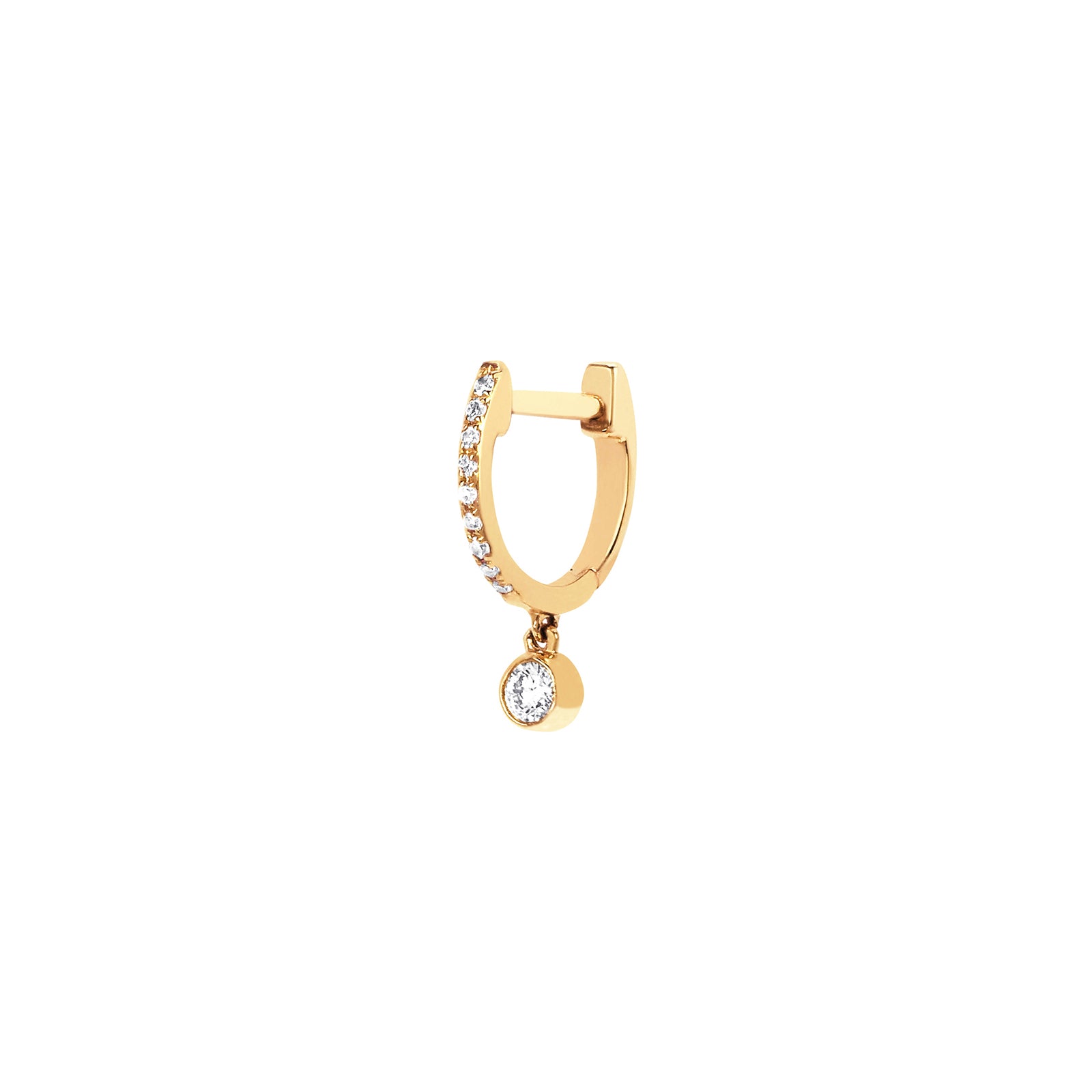 EF Collection Mini Pave Huggie Bezel Drop - Yellow Gold - Broken English Jewelry