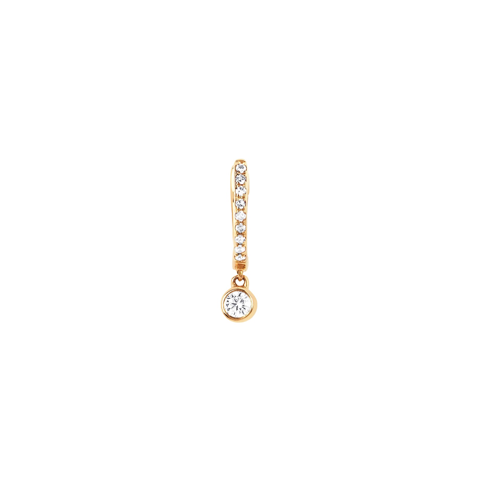 EF Collection Mini Pave Huggie Bezel Drop - Yellow Gold - Broken English Jewelry