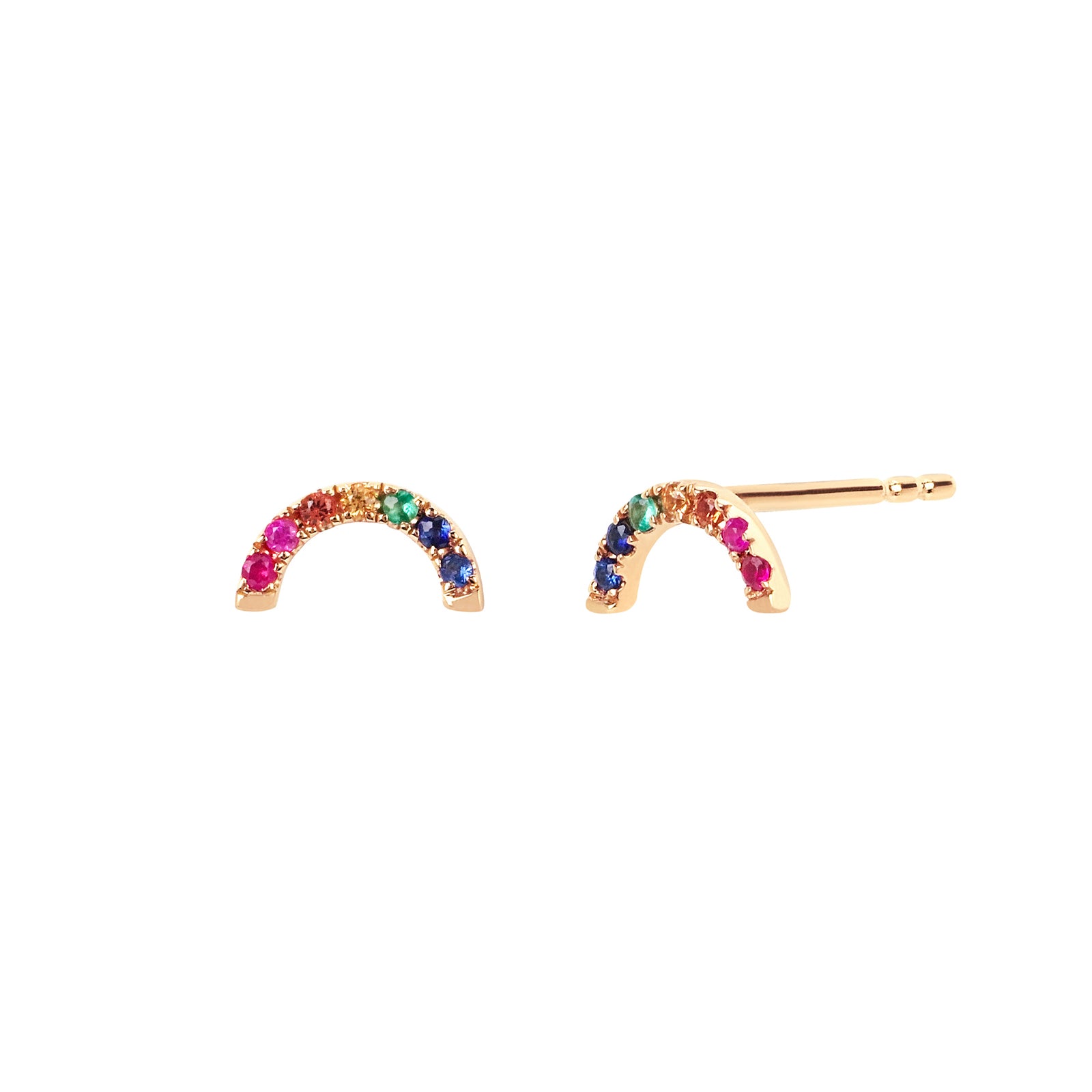 EF Collection Rainbow Studs - Yellow Gold - Broken English Jewelry