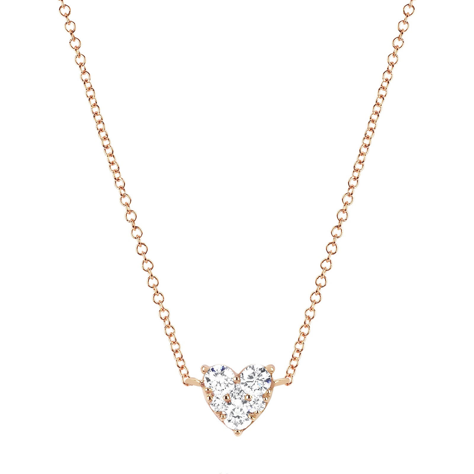 EF Collection Diamond Heart Choker Necklace - Rose Gold - Necklaces - Broken English Jewelry