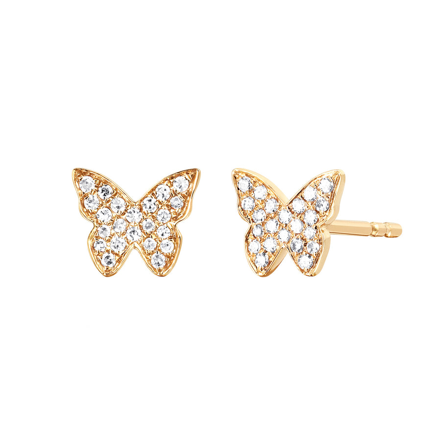 EF Collection Diamond Butterfly Studs - Yellow Gold - Broken English Jewelry