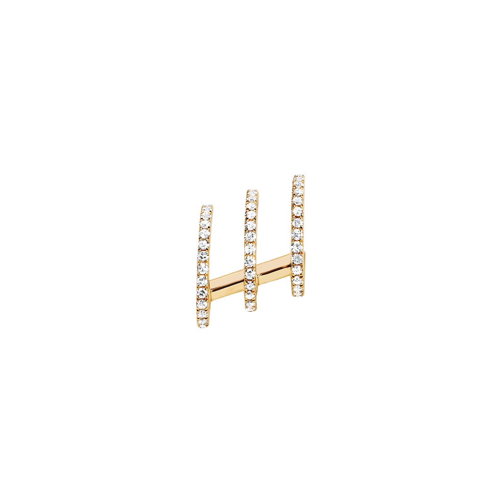 EF Collection Left Triple Illusion Diamond Stud - Yellow Gold - Broken English Jewelry