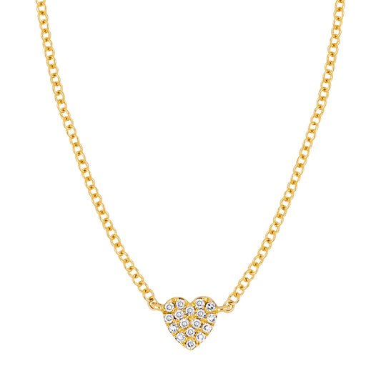 Single Heart Diamond Necklace - Yellow Gold - Main Img