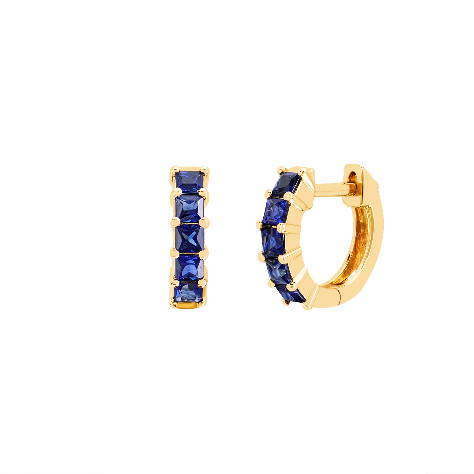 EF Collection Princess Sapphire Huggies - Yellow Gold - Broken English Jewelry