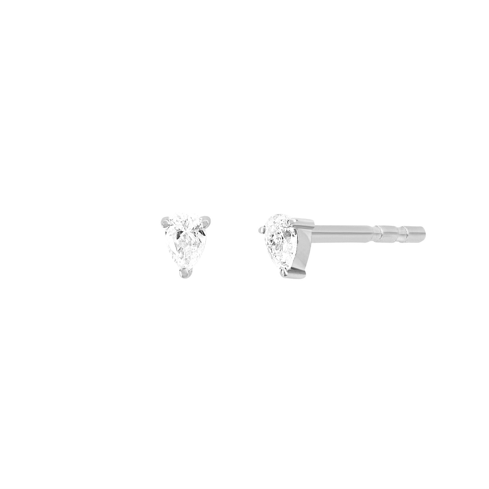 EF Collection Mini Pear Diamond Studs - White Gold - Earrings - Broken English Jewelry